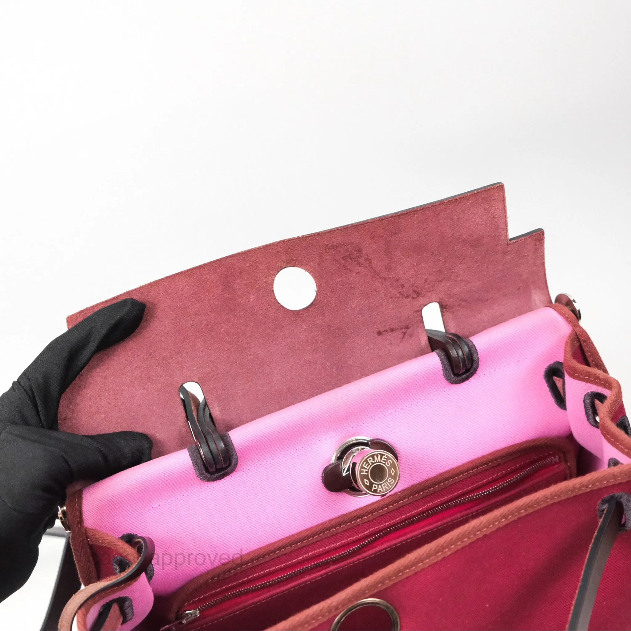 Herms Herbag Zip 31 Retourne Rose Bubblegum L4/ Rubis B5 Canvas Palladium Hardware