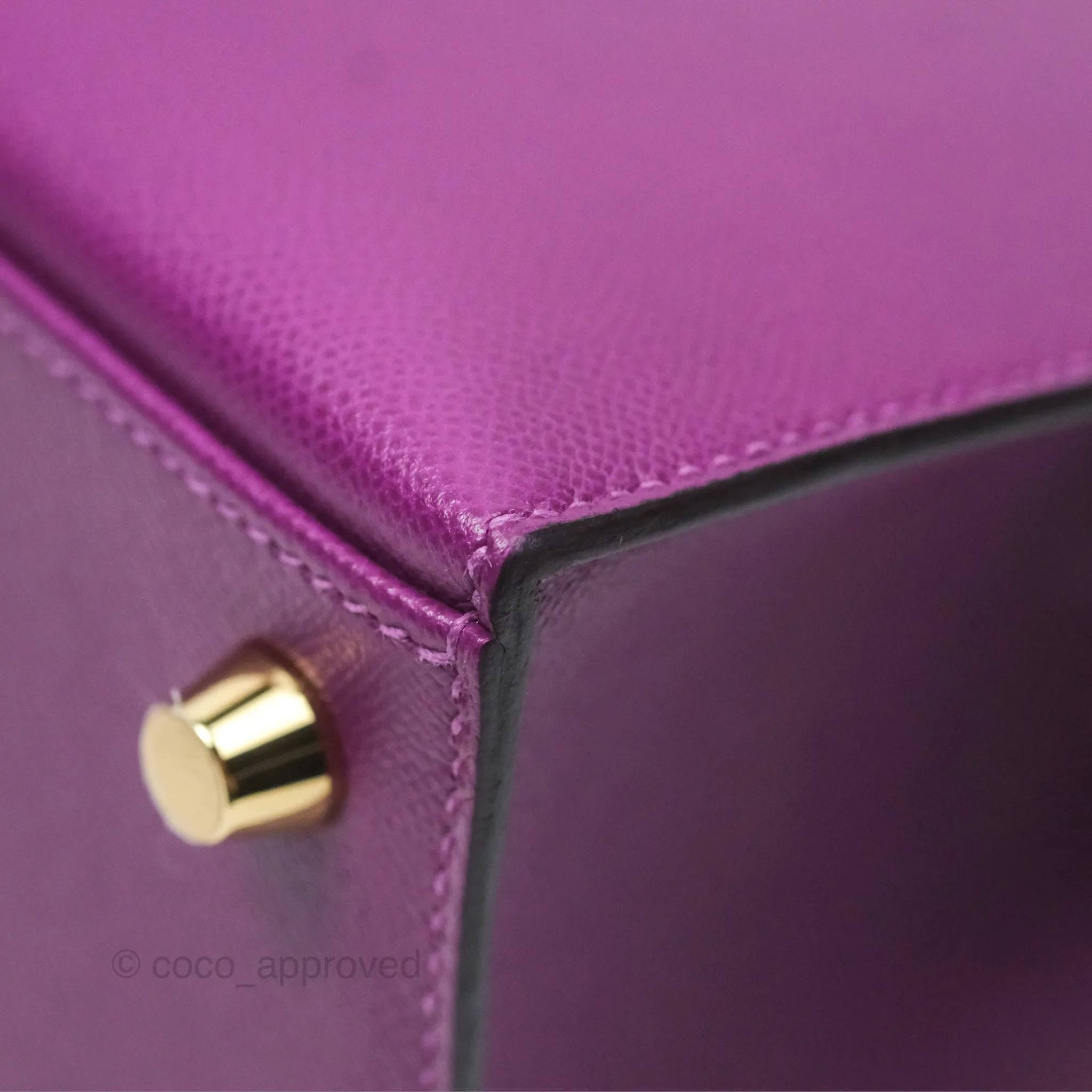 Herms Kelly 25 Sellier Touch Anemone/ Amethyste Madame/ Croc Gold Hardware