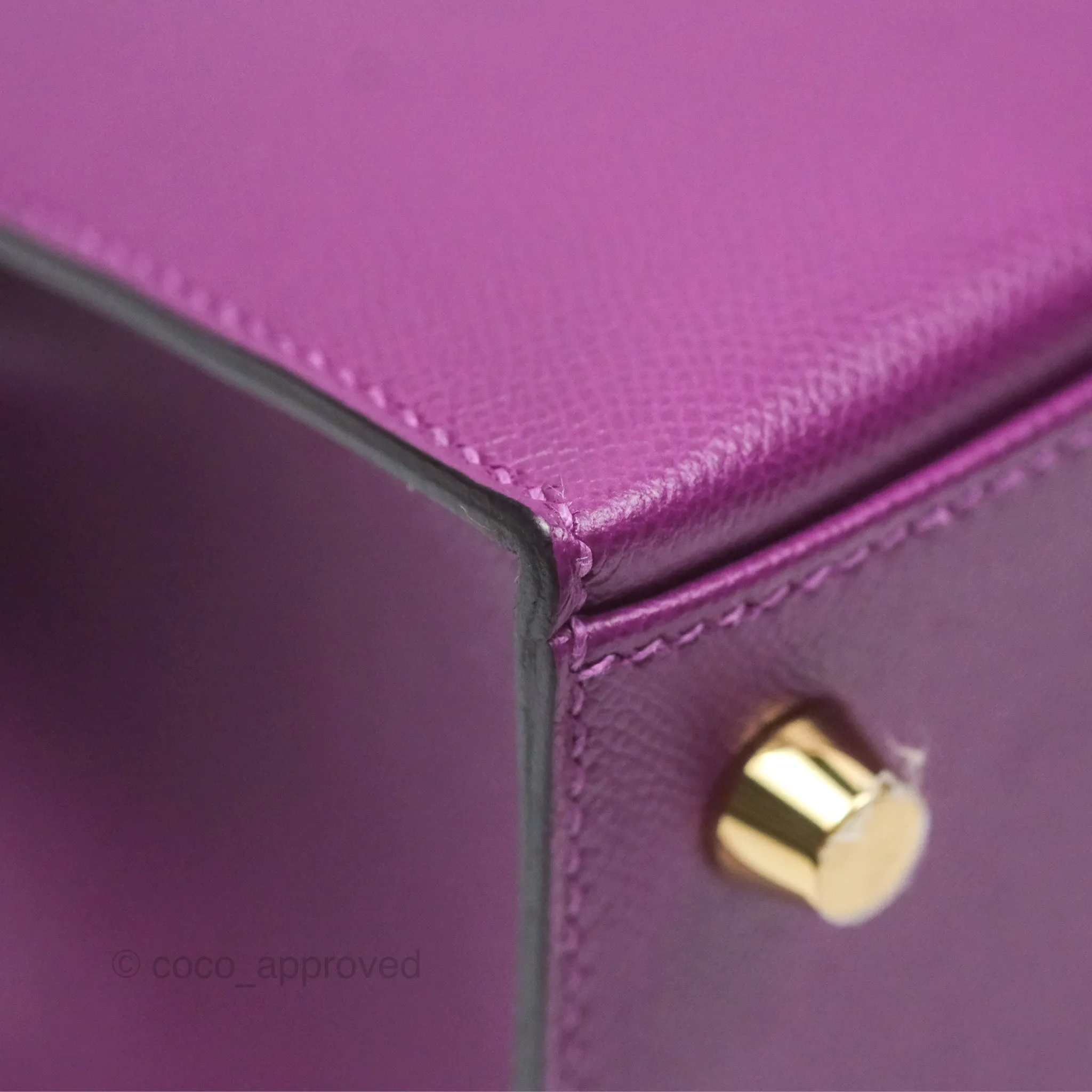 Herms Kelly 25 Sellier Touch Anemone/ Amethyste Madame/ Croc Gold Hardware