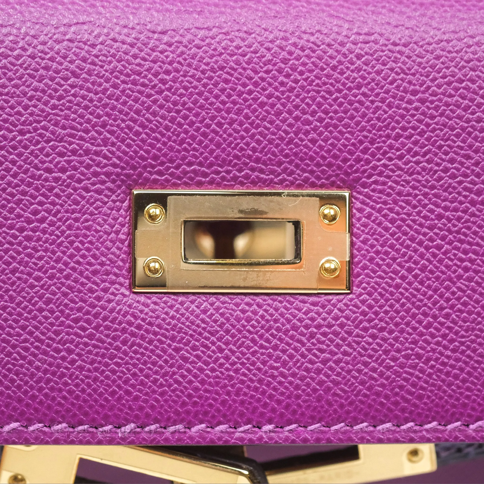 Herms Kelly 25 Sellier Touch Anemone/ Amethyste Madame/ Croc Gold Hardware