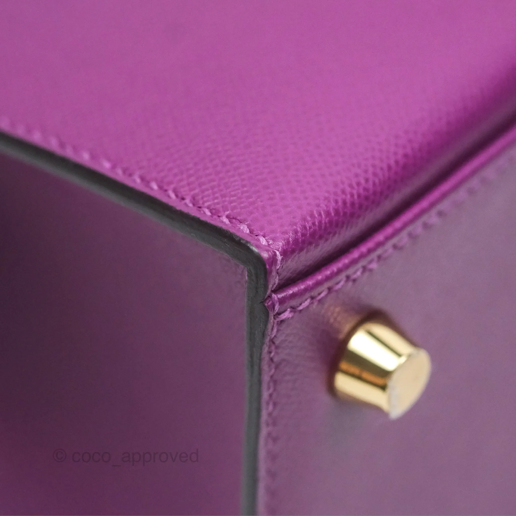 Herms Kelly 25 Sellier Touch Anemone/ Amethyste Madame/ Croc Gold Hardware