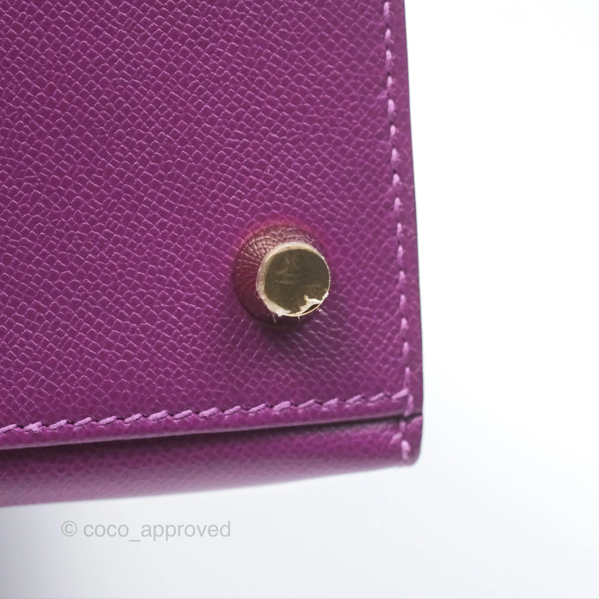 Herms Kelly 25 Sellier Touch Anemone/ Amethyste Madame/ Croc Gold Hardware