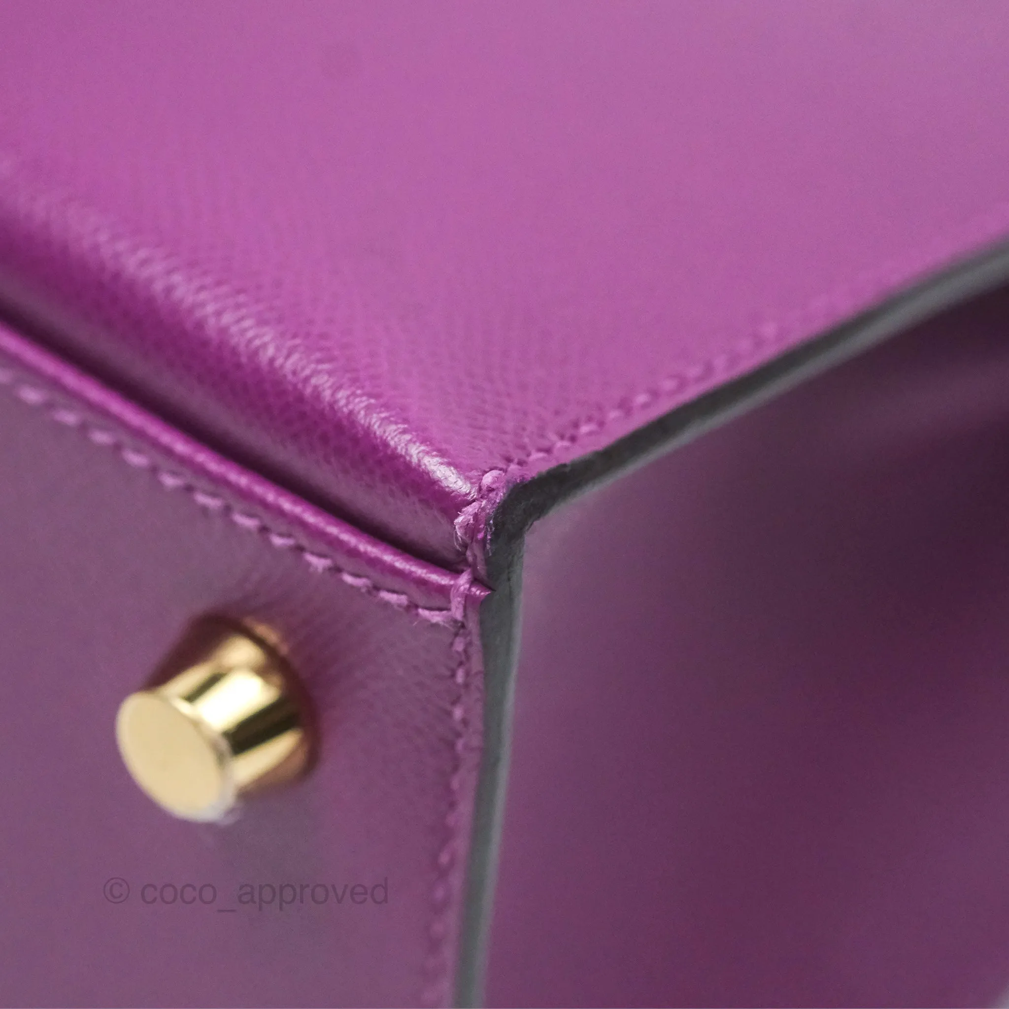 Herms Kelly 25 Sellier Touch Anemone/ Amethyste Madame/ Croc Gold Hardware