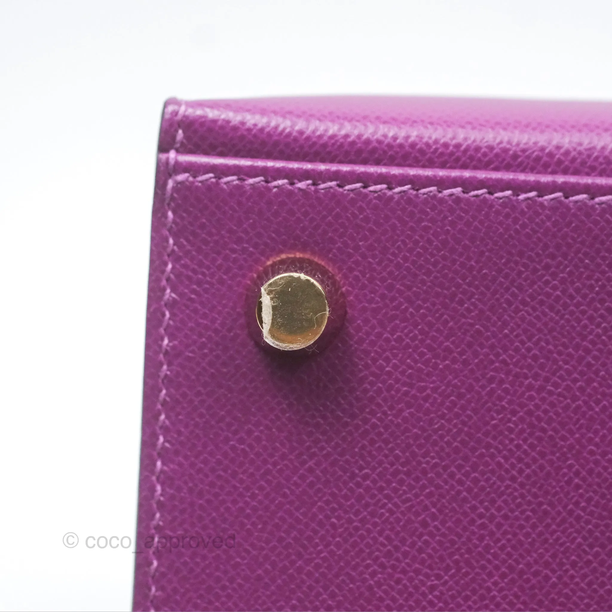 Herms Kelly 25 Sellier Touch Anemone/ Amethyste Madame/ Croc Gold Hardware