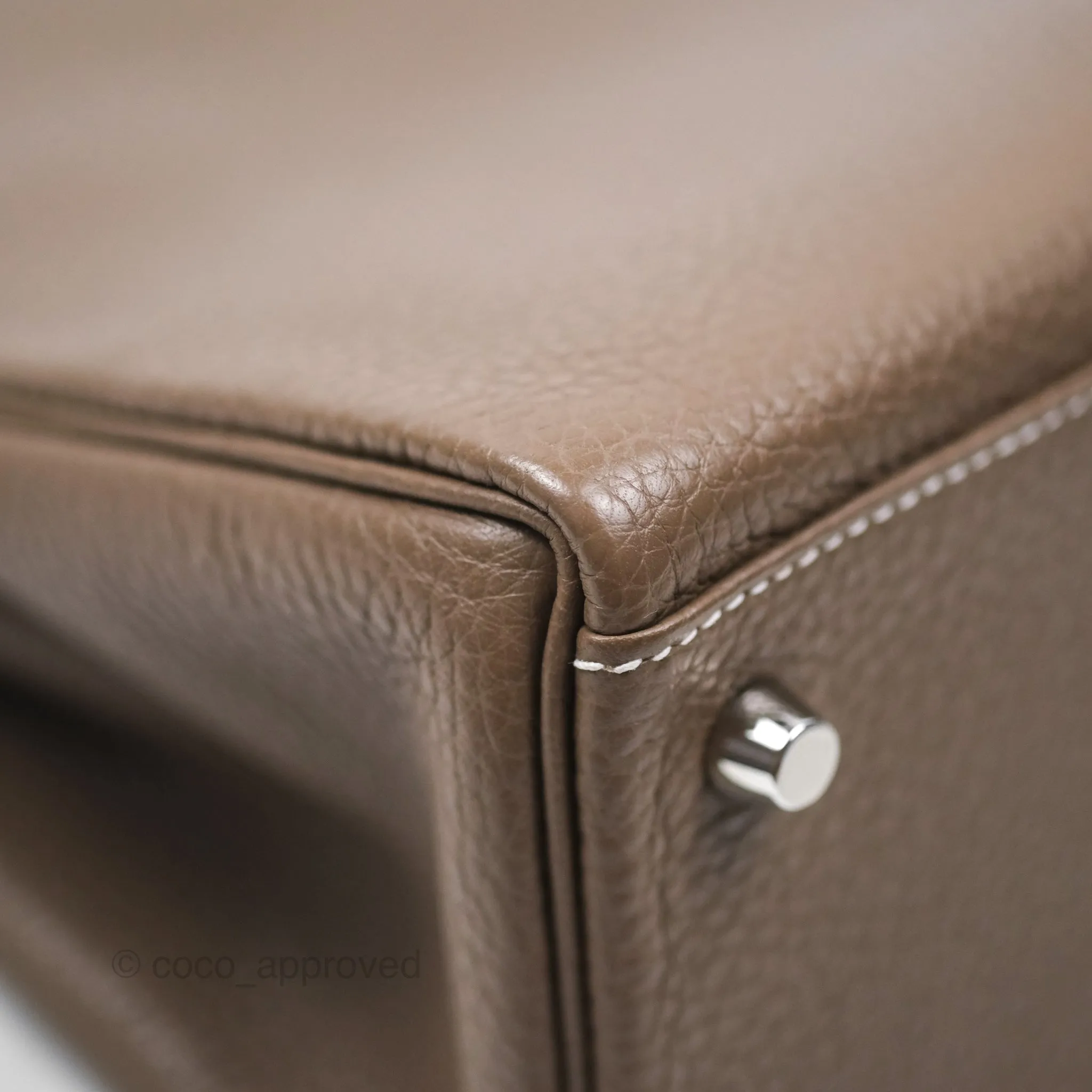 Herms Kelly 28 Retourne Etoupe 18 Clemence Palladium Hardware