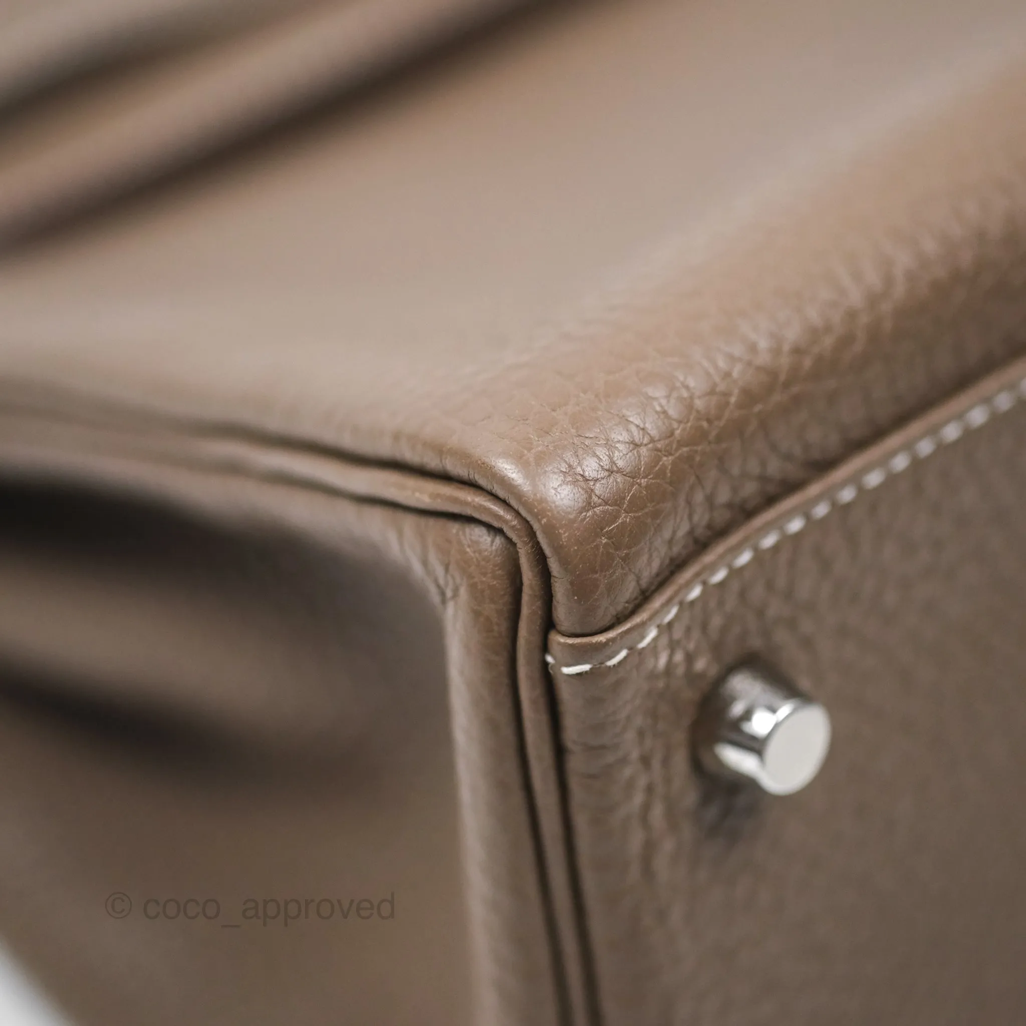 Herms Kelly 28 Retourne Etoupe 18 Clemence Palladium Hardware
