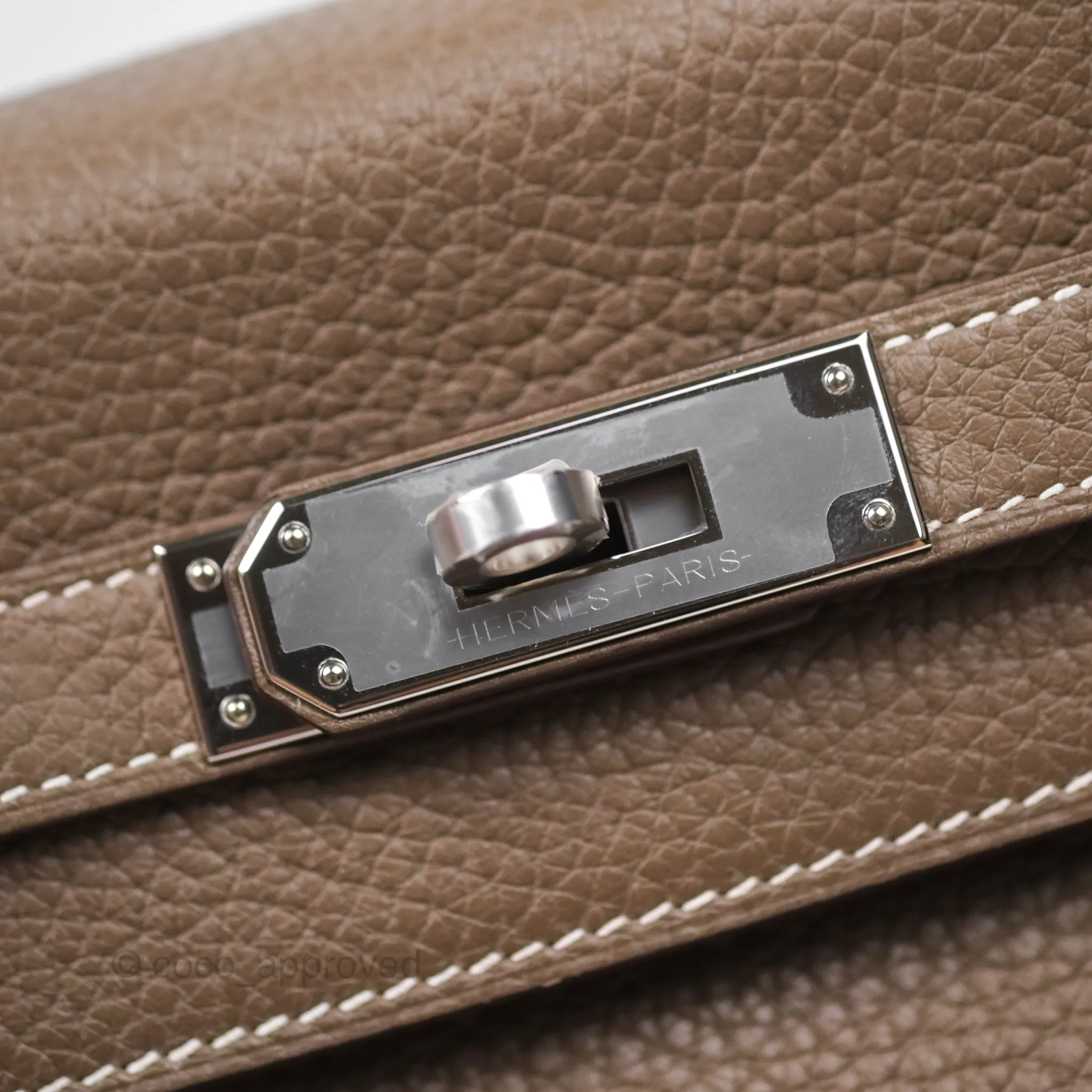 Herms Kelly 28 Retourne Etoupe 18 Clemence Palladium Hardware