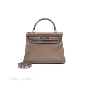 Herms Kelly 28 Retourne Etoupe 18 Clemence Palladium Hardware