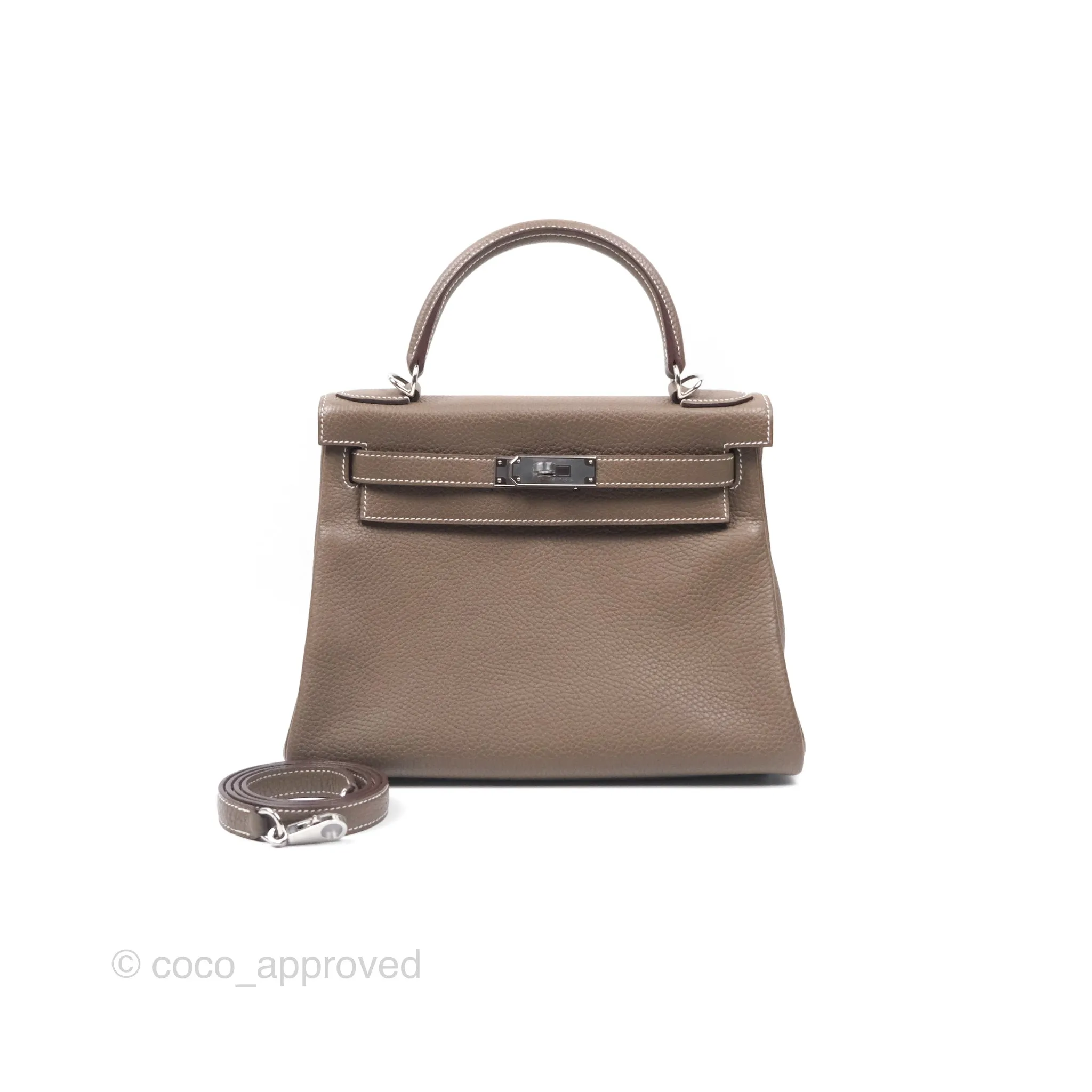 Herms Kelly 28 Retourne Etoupe 18 Clemence Palladium Hardware