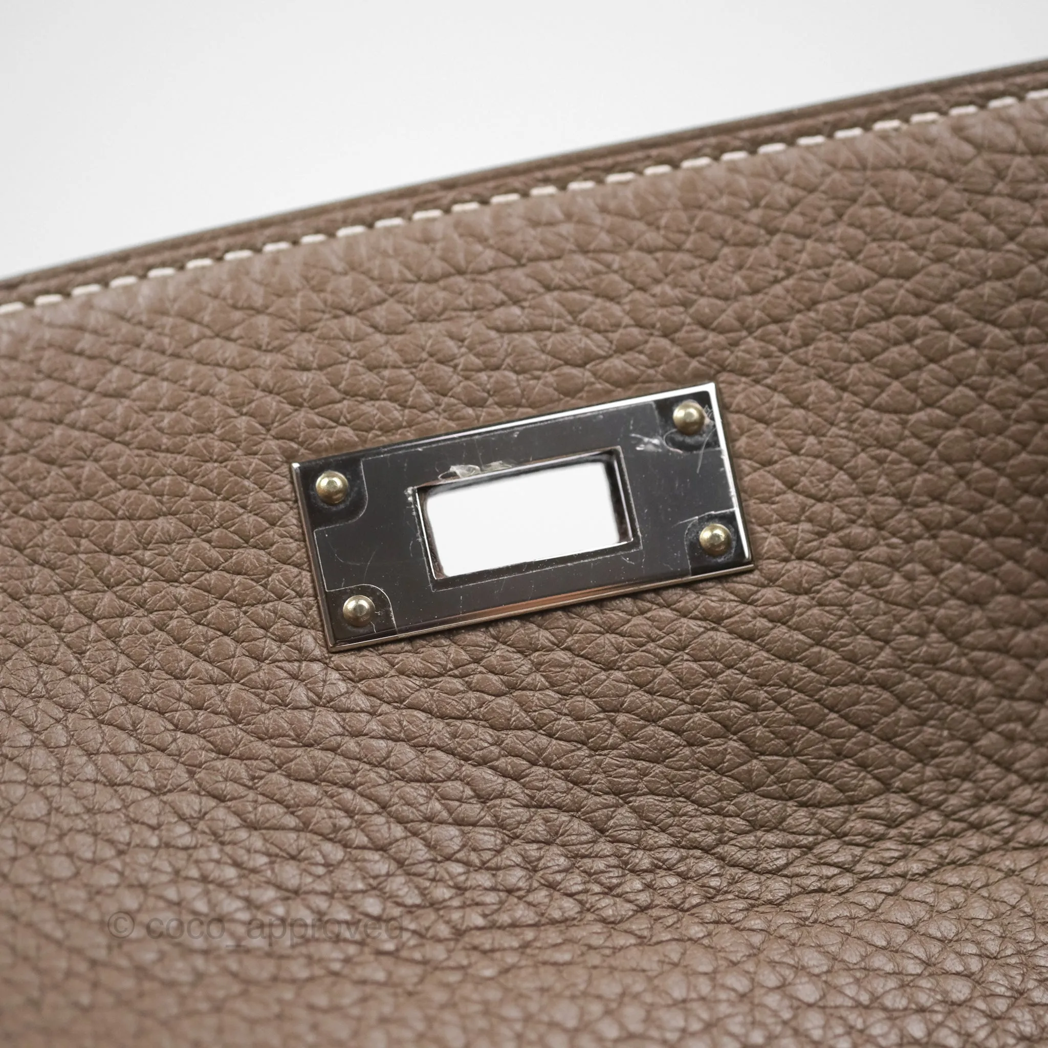 Herms Kelly 28 Retourne Etoupe 18 Clemence Palladium Hardware