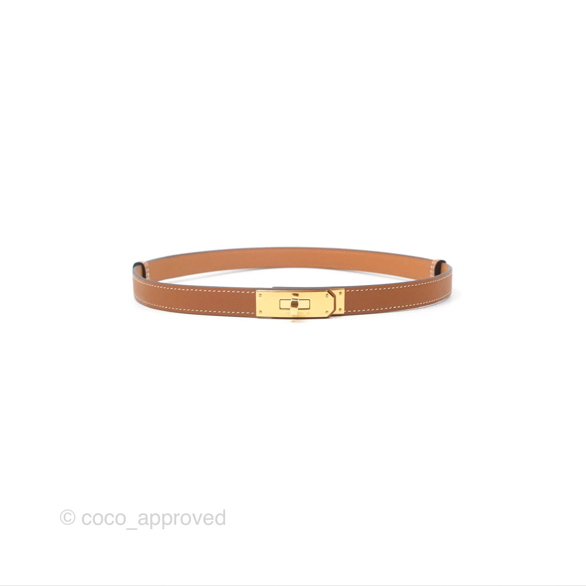 Herms Kelly Buckle Belt 37 Gold Epsom Gold Hardware