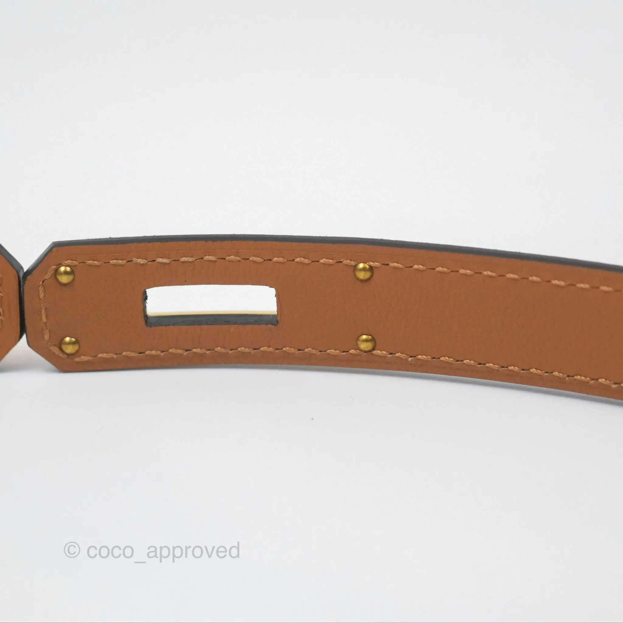 Herms Kelly Buckle Belt 37 Gold Epsom Gold Hardware