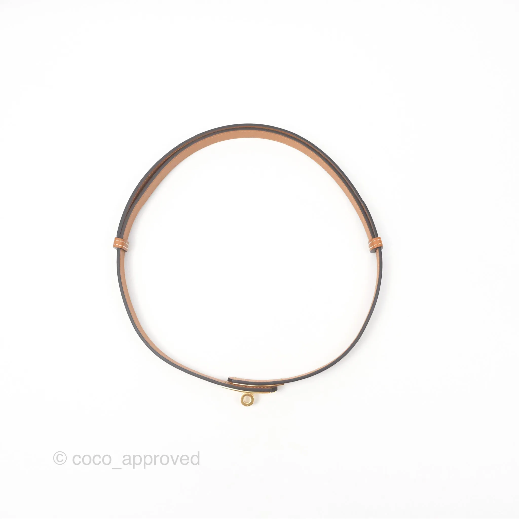 Herms Kelly Buckle Belt 37 Gold Epsom Gold Hardware