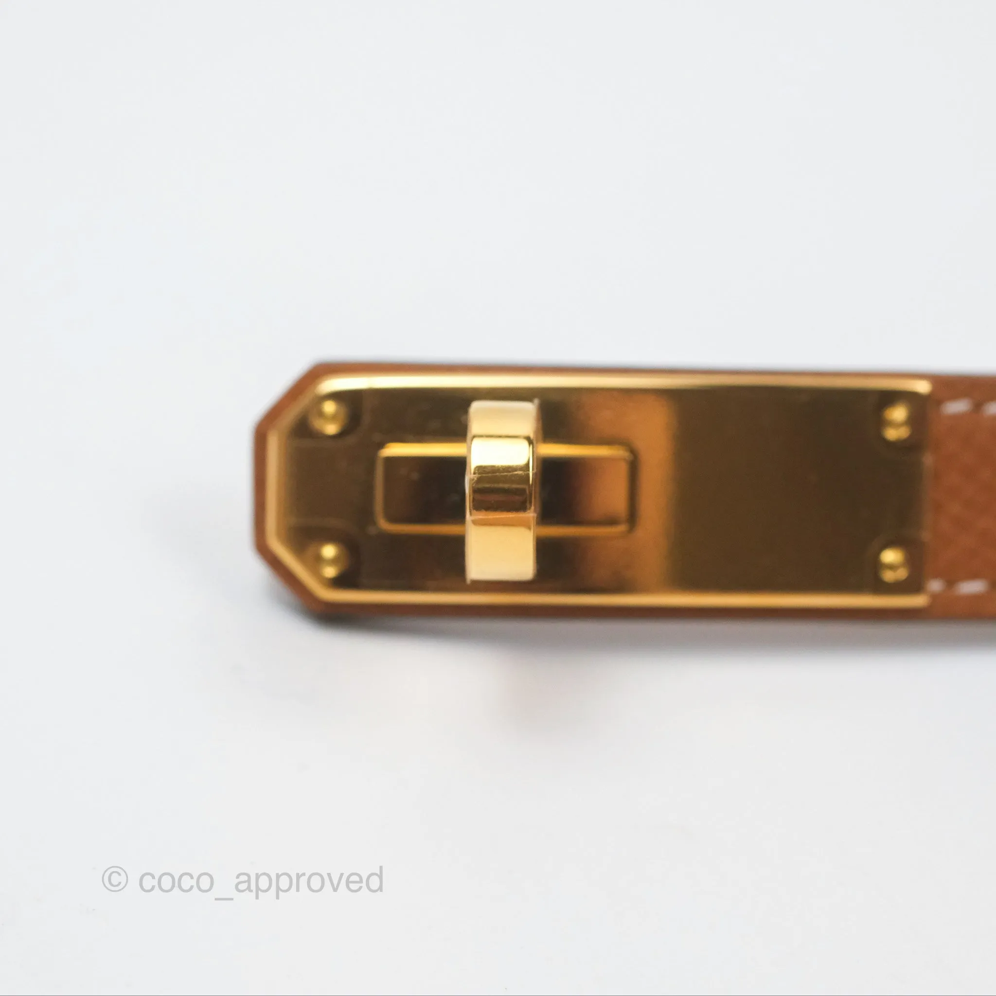 Herms Kelly Buckle Belt 37 Gold Epsom Gold Hardware