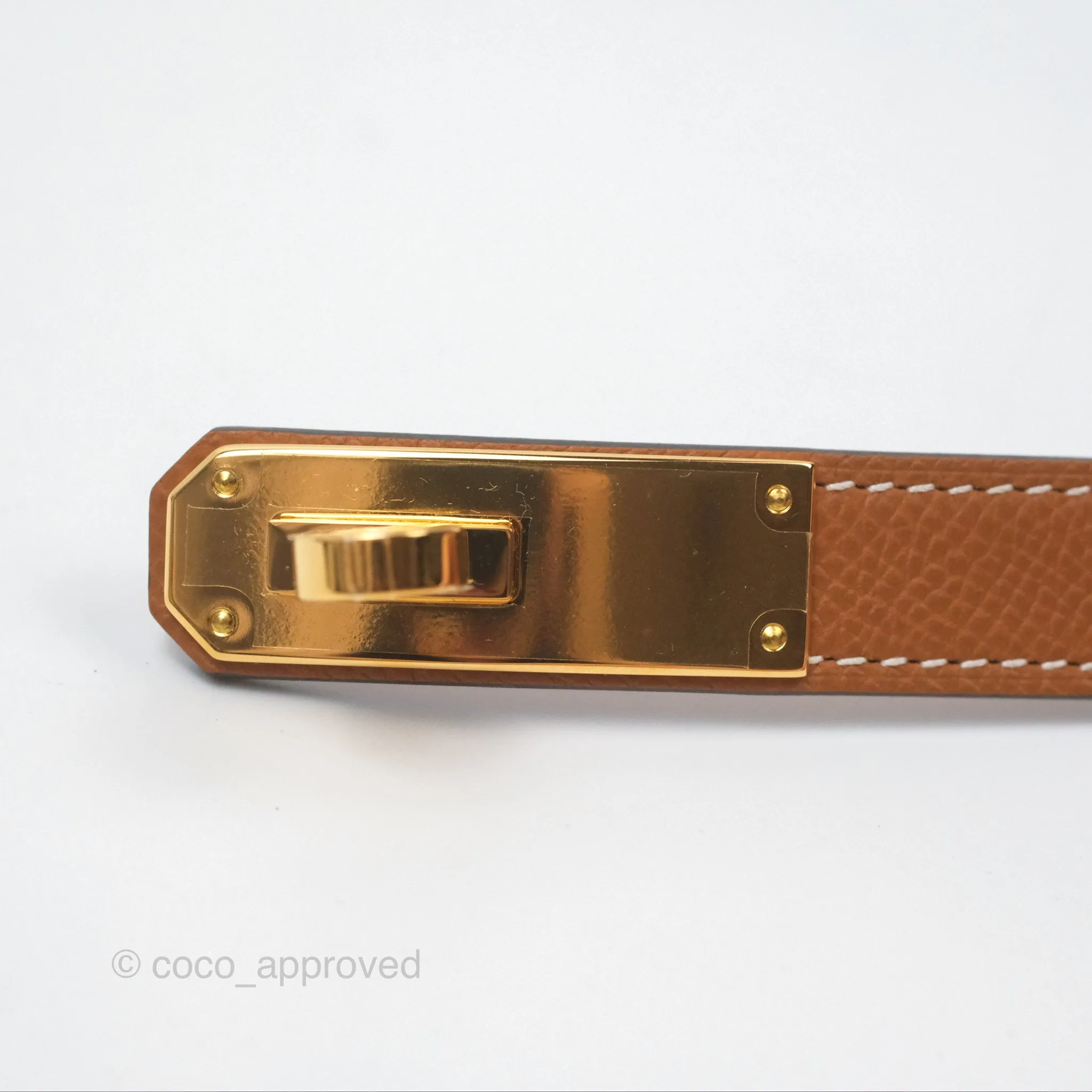 Herms Kelly Buckle Belt 37 Gold Epsom Gold Hardware