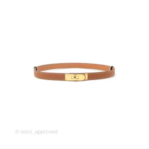 Herms Kelly Buckle Belt 37 Gold Epsom Gold Hardware