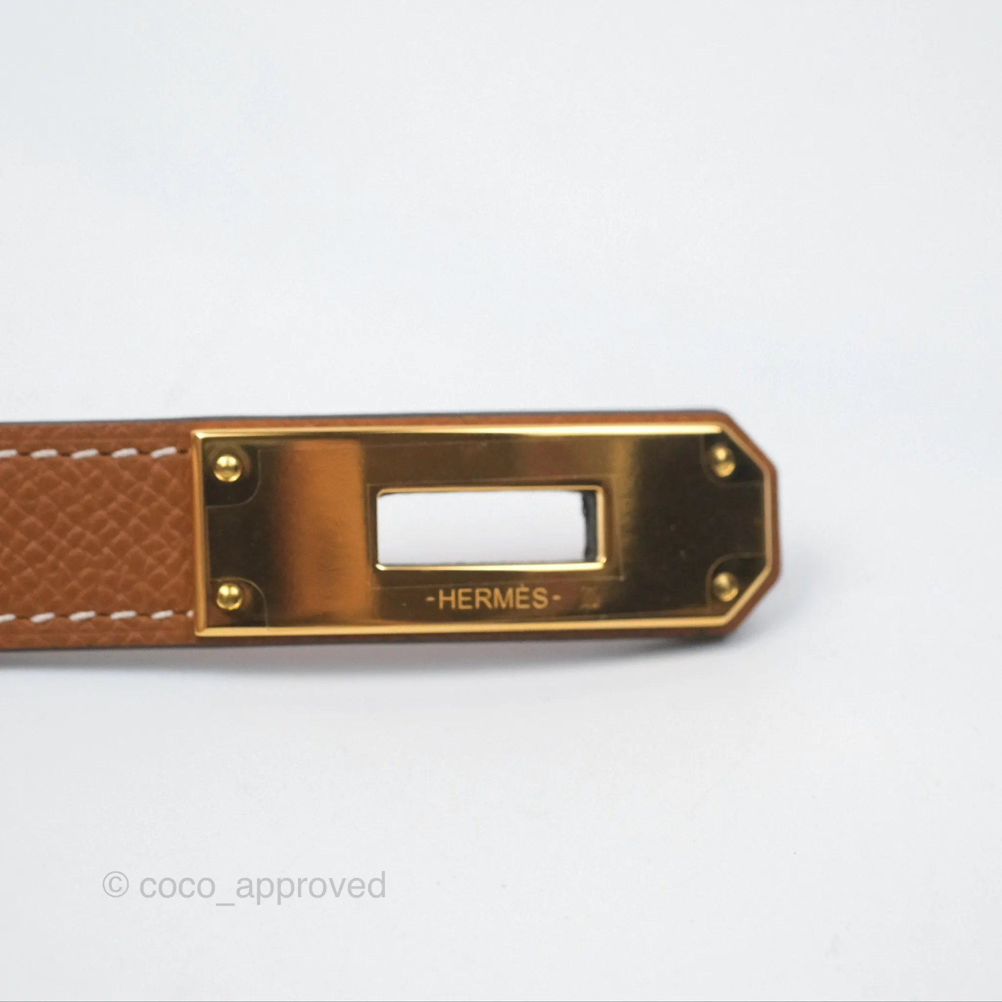 Herms Kelly Buckle Belt 37 Gold Epsom Gold Hardware