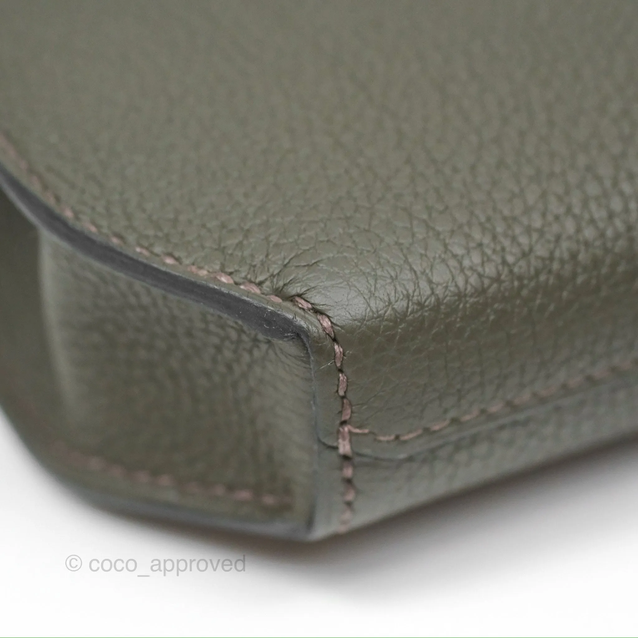 Herms Kelly Depeches 25 Pouch Vert De Gris Togo