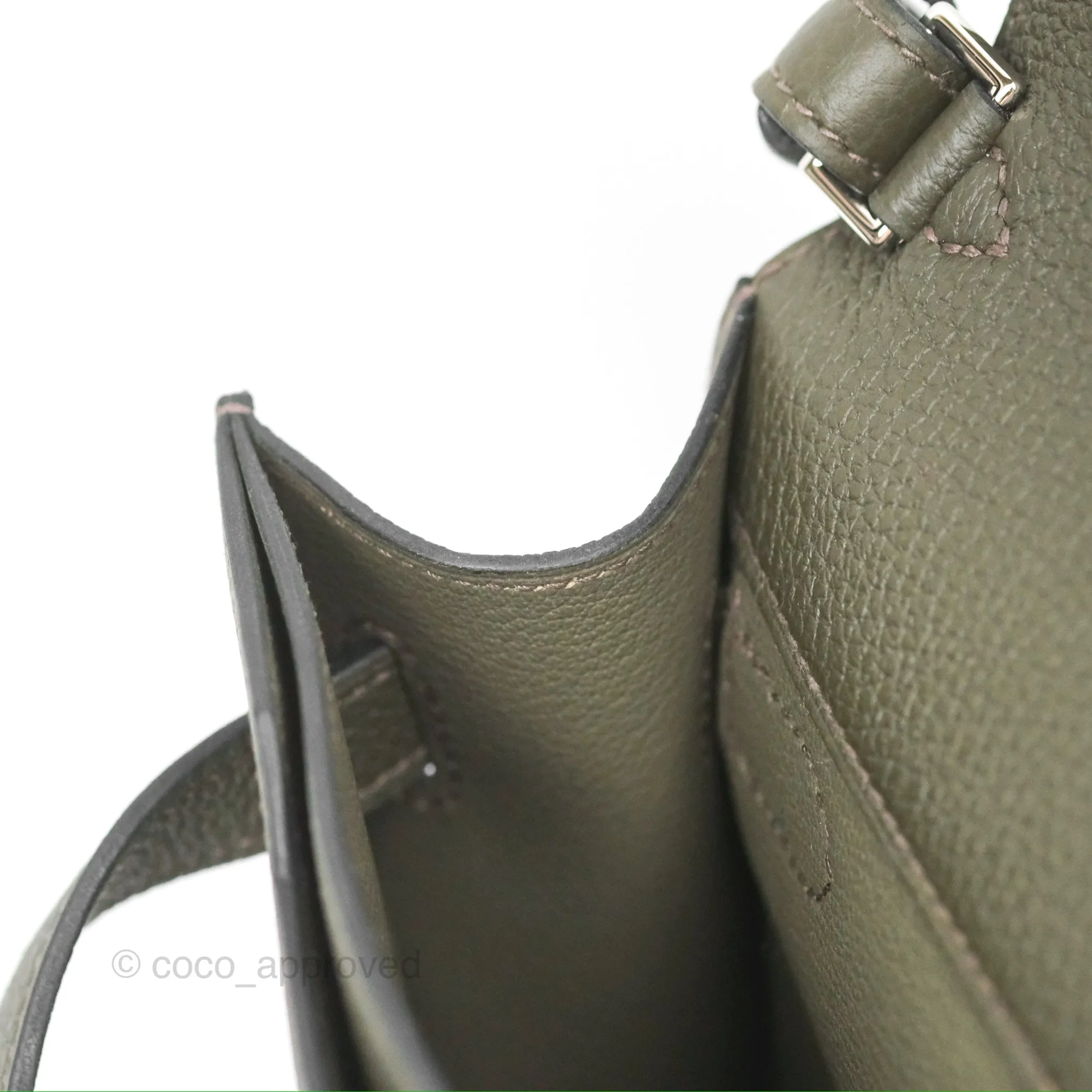 Herms Kelly Depeches 25 Pouch Vert De Gris Togo