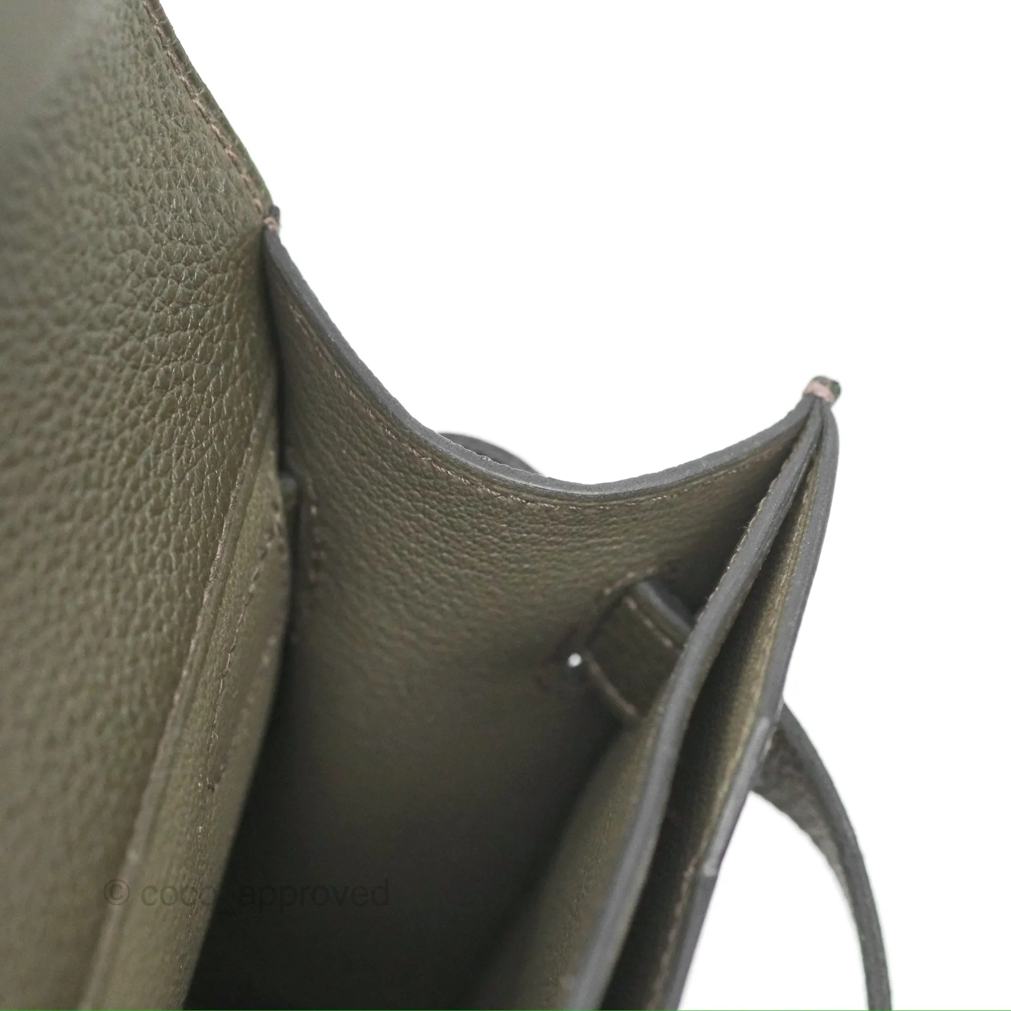 Herms Kelly Depeches 25 Pouch Vert De Gris Togo