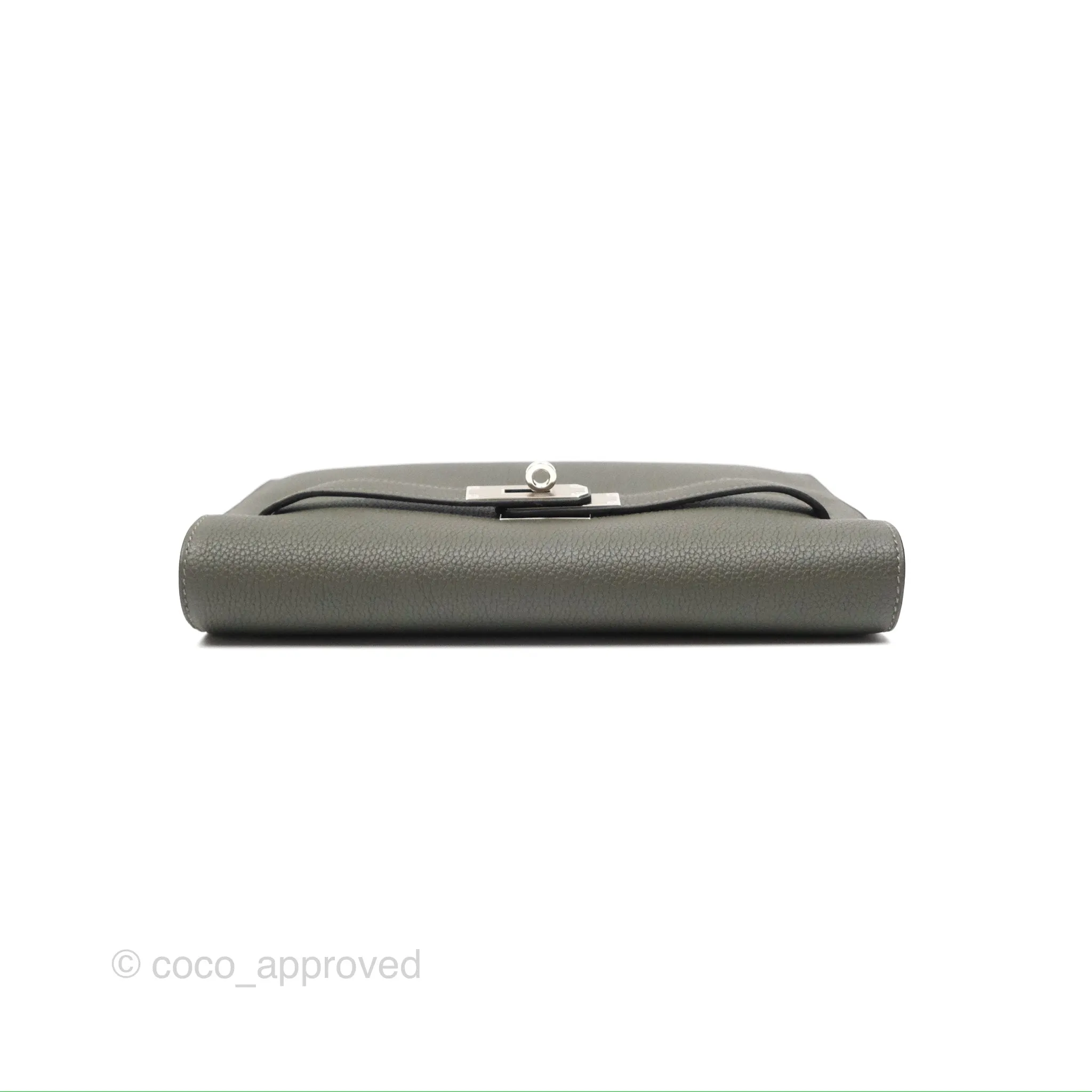 Herms Kelly Depeches 25 Pouch Vert De Gris Togo