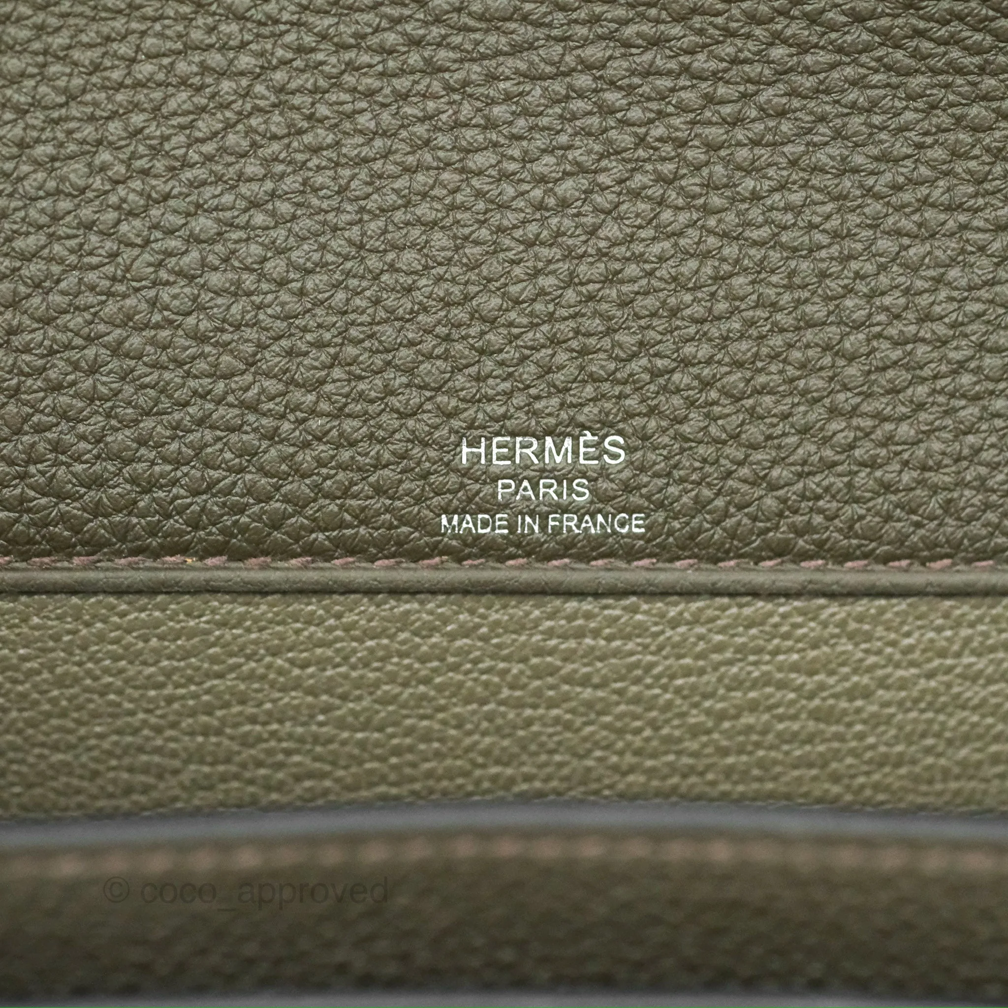 Herms Kelly Depeches 25 Pouch Vert De Gris Togo