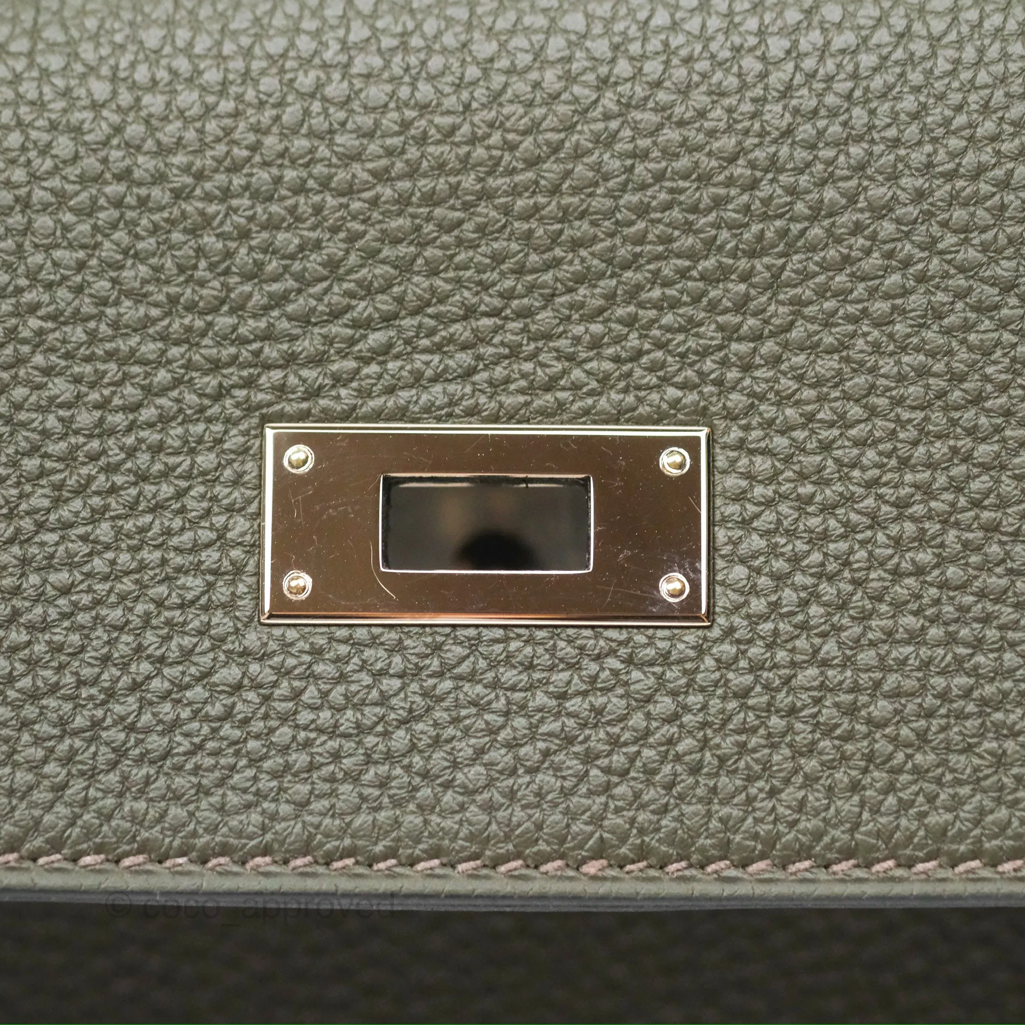 Herms Kelly Depeches 25 Pouch Vert De Gris Togo
