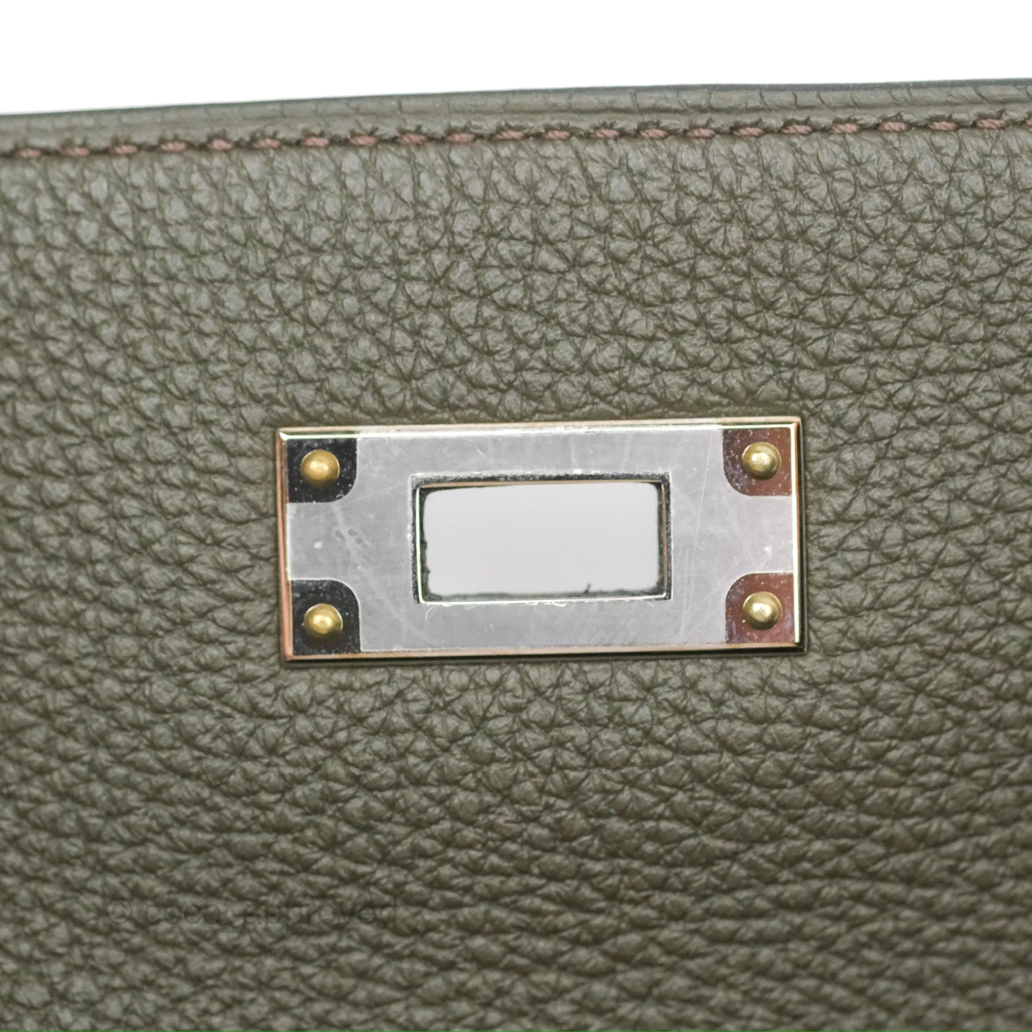 Herms Kelly Depeches 25 Pouch Vert De Gris Togo