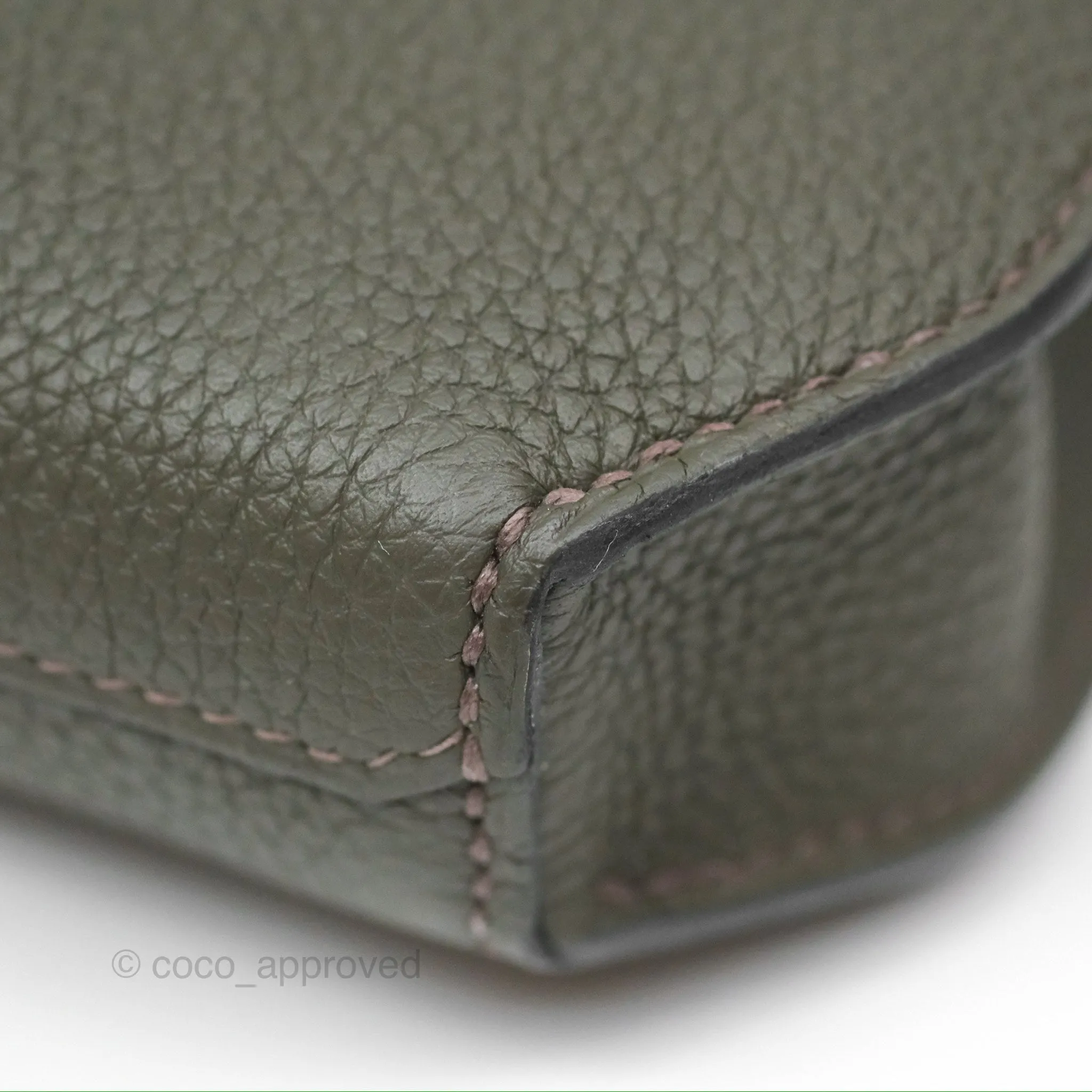 Herms Kelly Depeches 25 Pouch Vert De Gris Togo