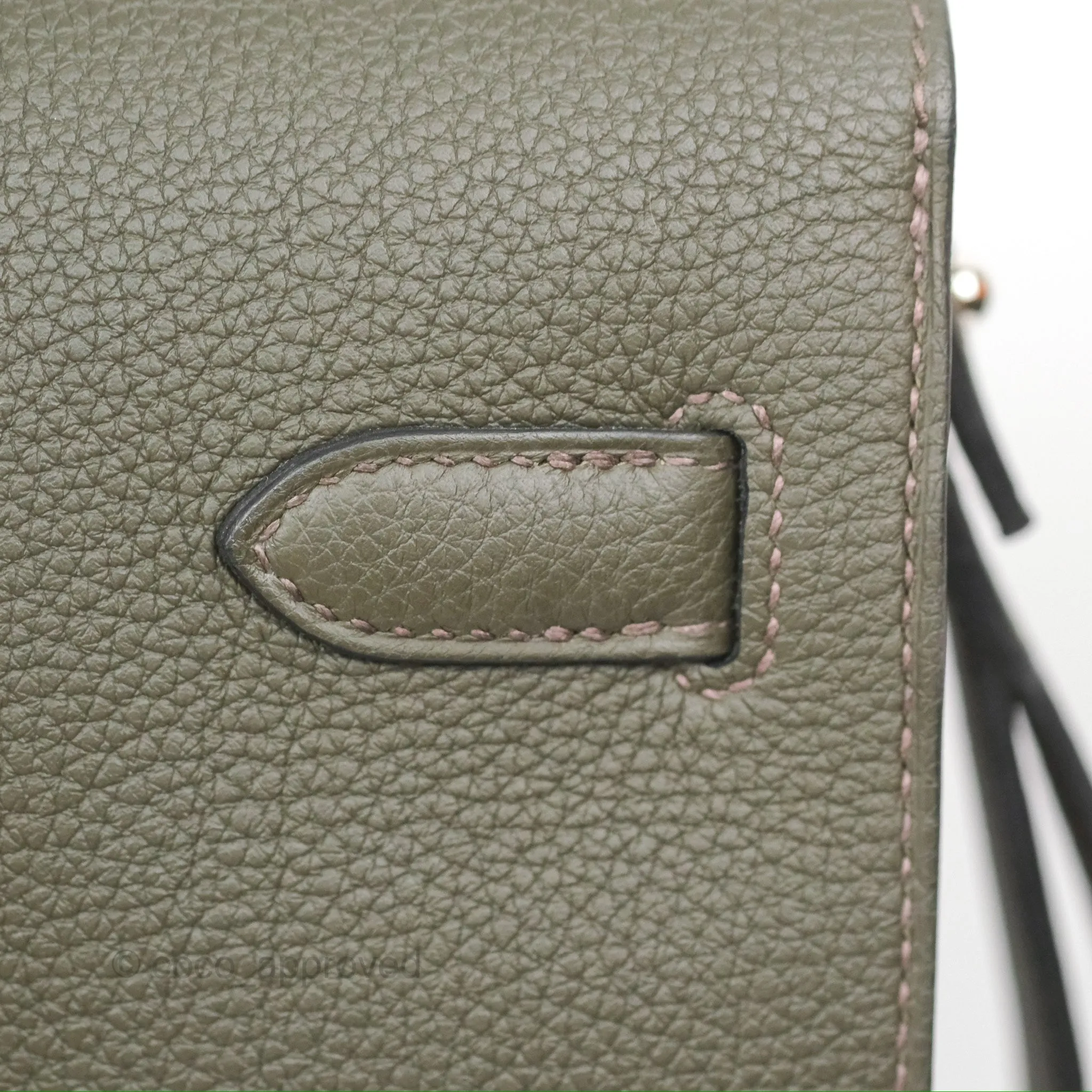 Herms Kelly Depeches 25 Pouch Vert De Gris Togo