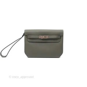 Herms Kelly Depeches 25 Pouch Vert De Gris Togo