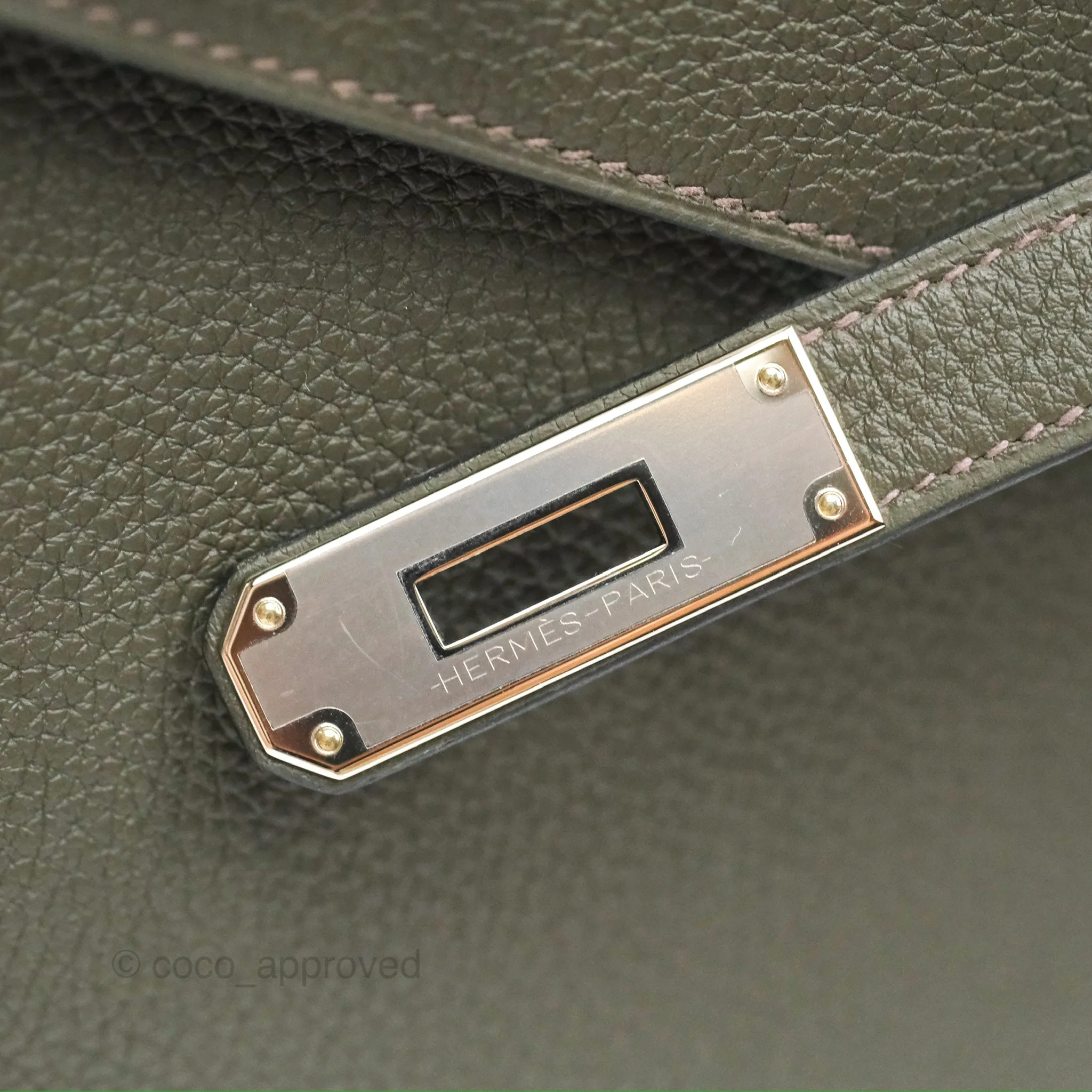 Herms Kelly Depeches 25 Pouch Vert De Gris Togo