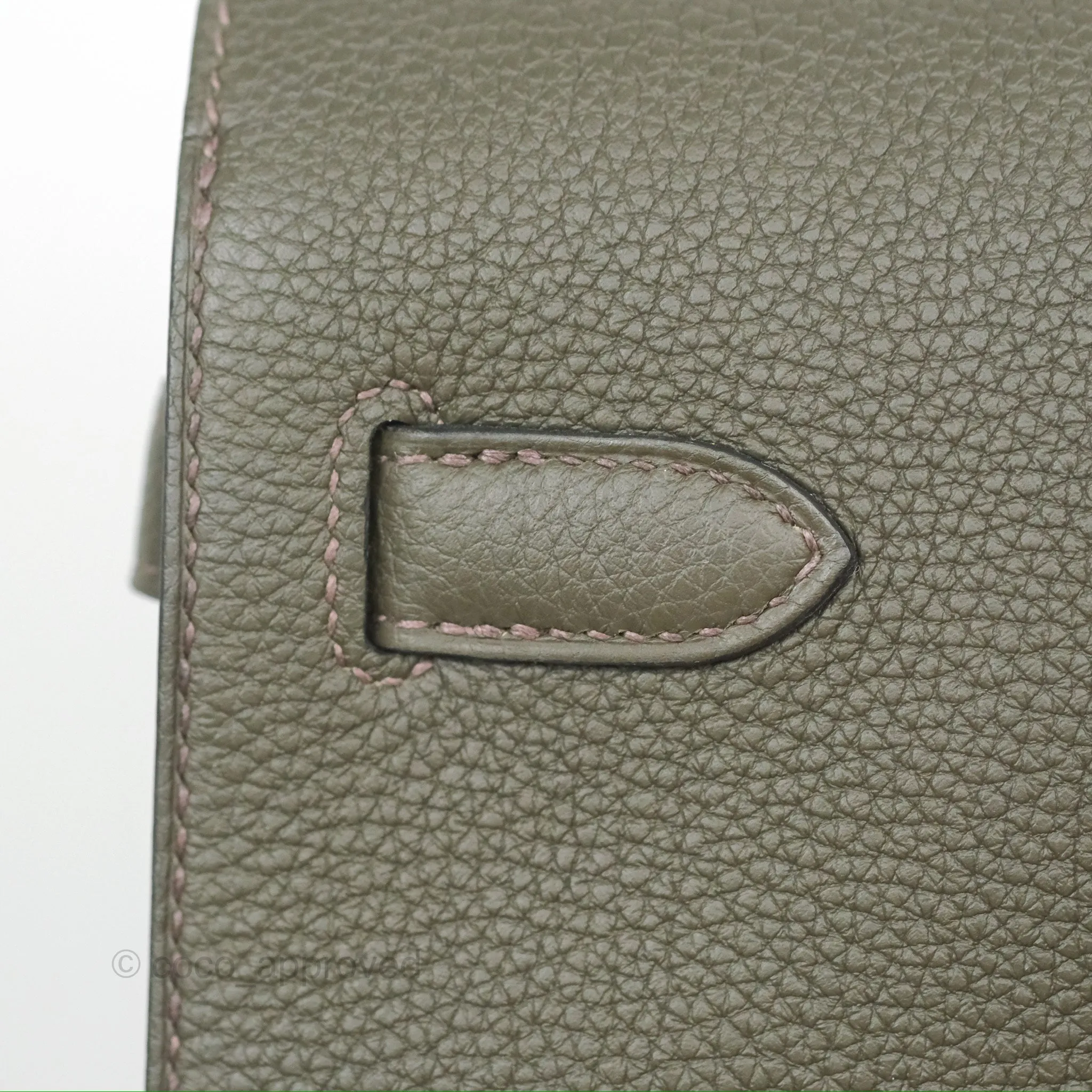 Herms Kelly Depeches 25 Pouch Vert De Gris Togo