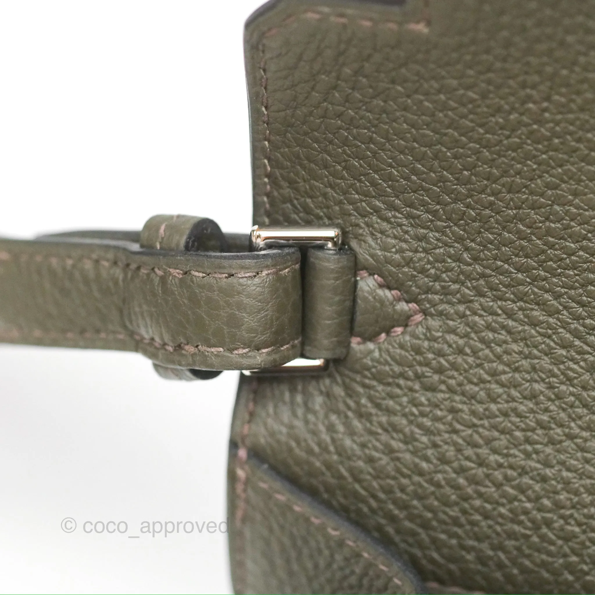 Herms Kelly Depeches 25 Pouch Vert De Gris Togo