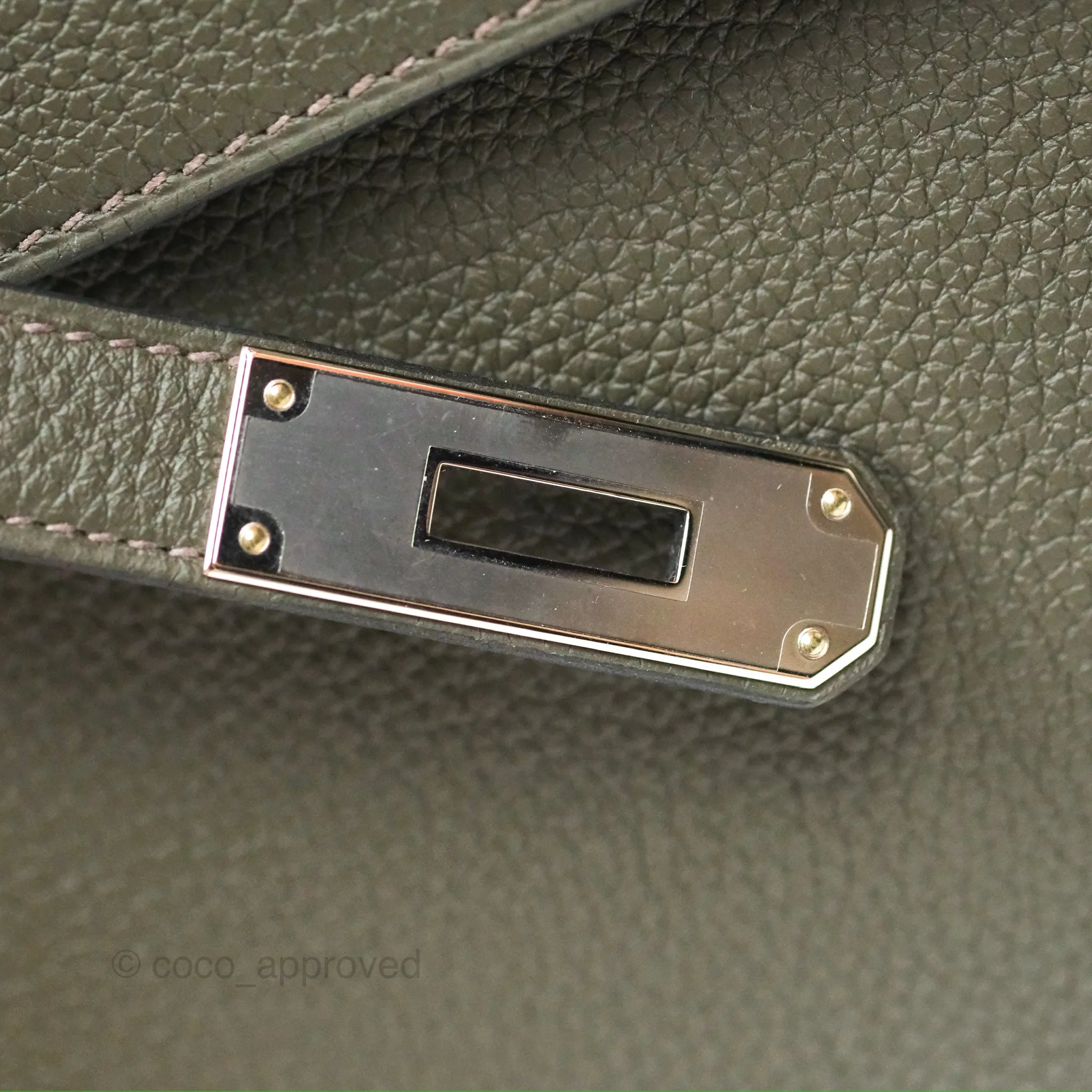 Herms Kelly Depeches 25 Pouch Vert De Gris Togo