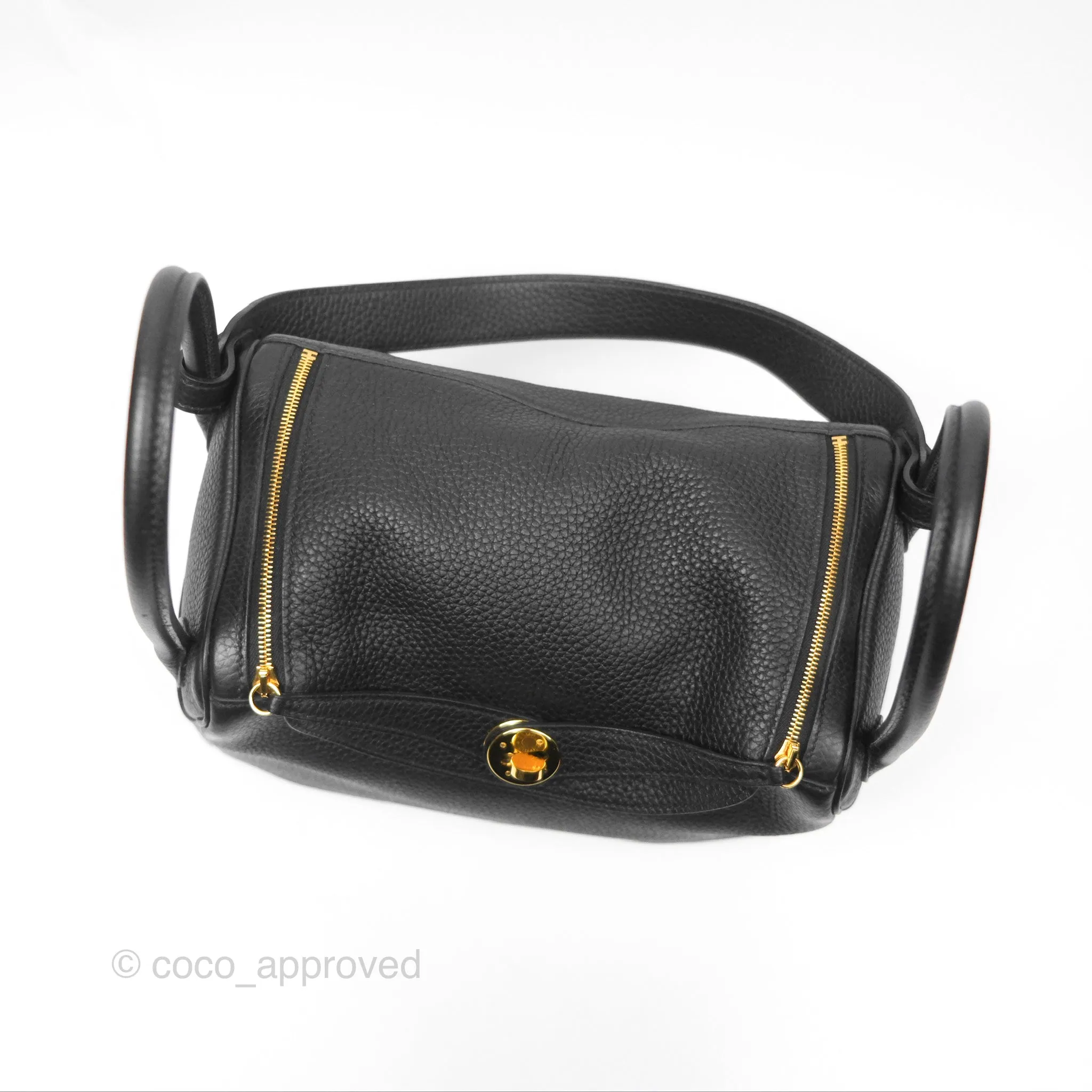 Herms Lindy 26 Black Noir 89 Clemence Gold Hardware