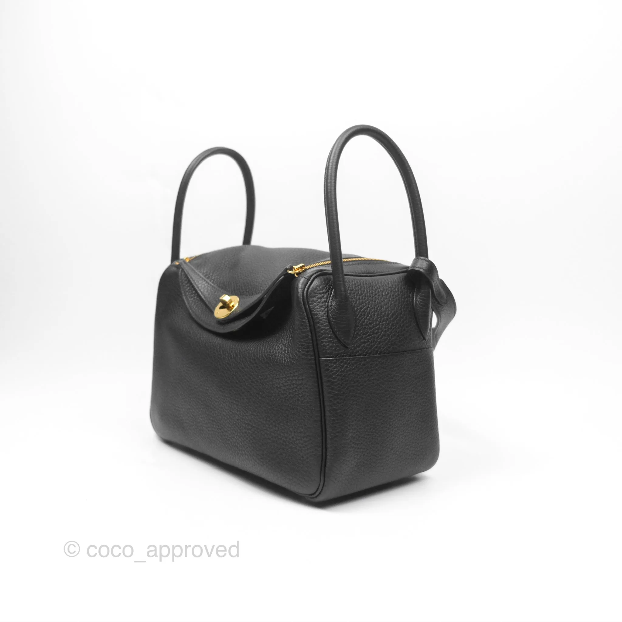 Herms Lindy 26 Black Noir 89 Clemence Gold Hardware