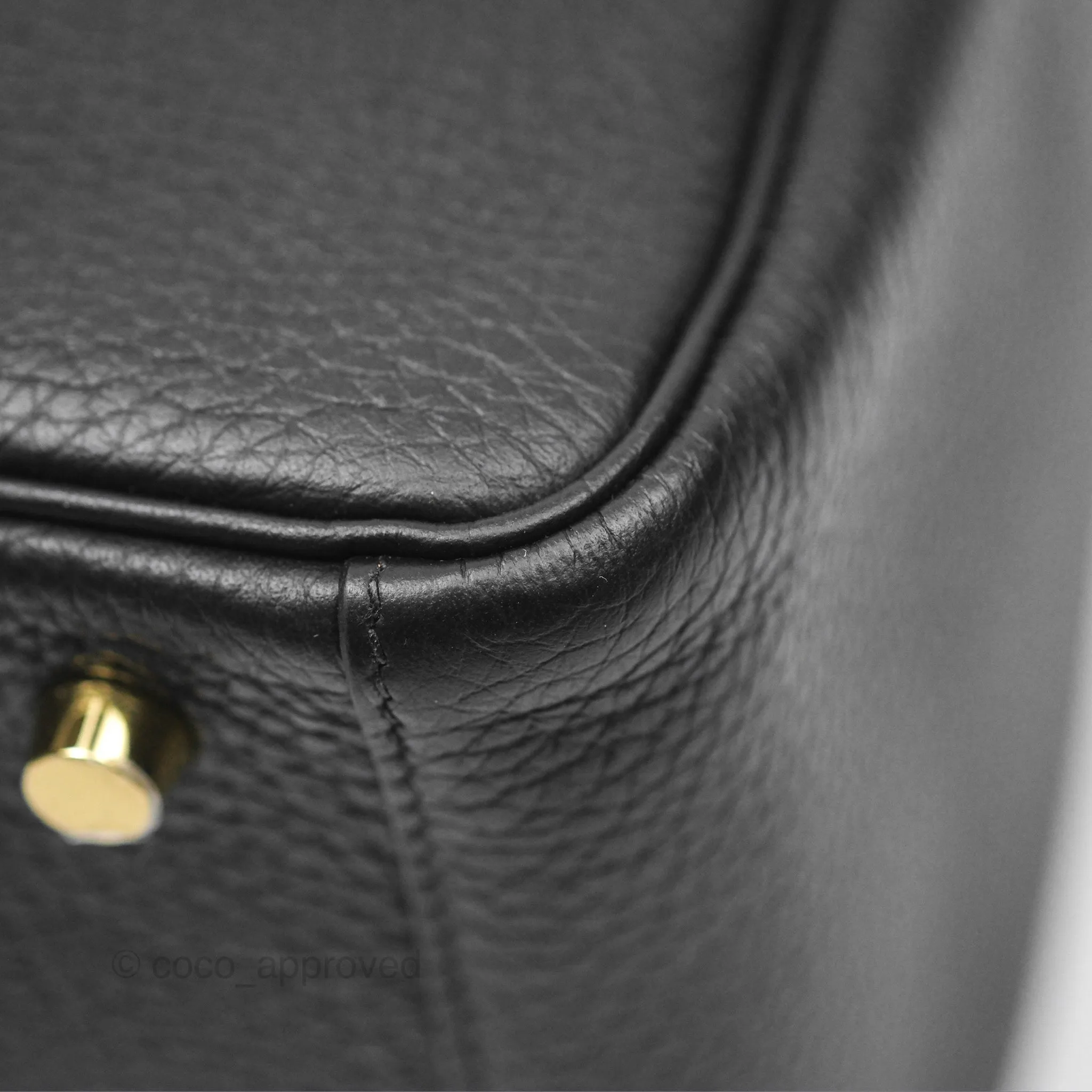 Herms Lindy 26 Black Noir 89 Clemence Gold Hardware