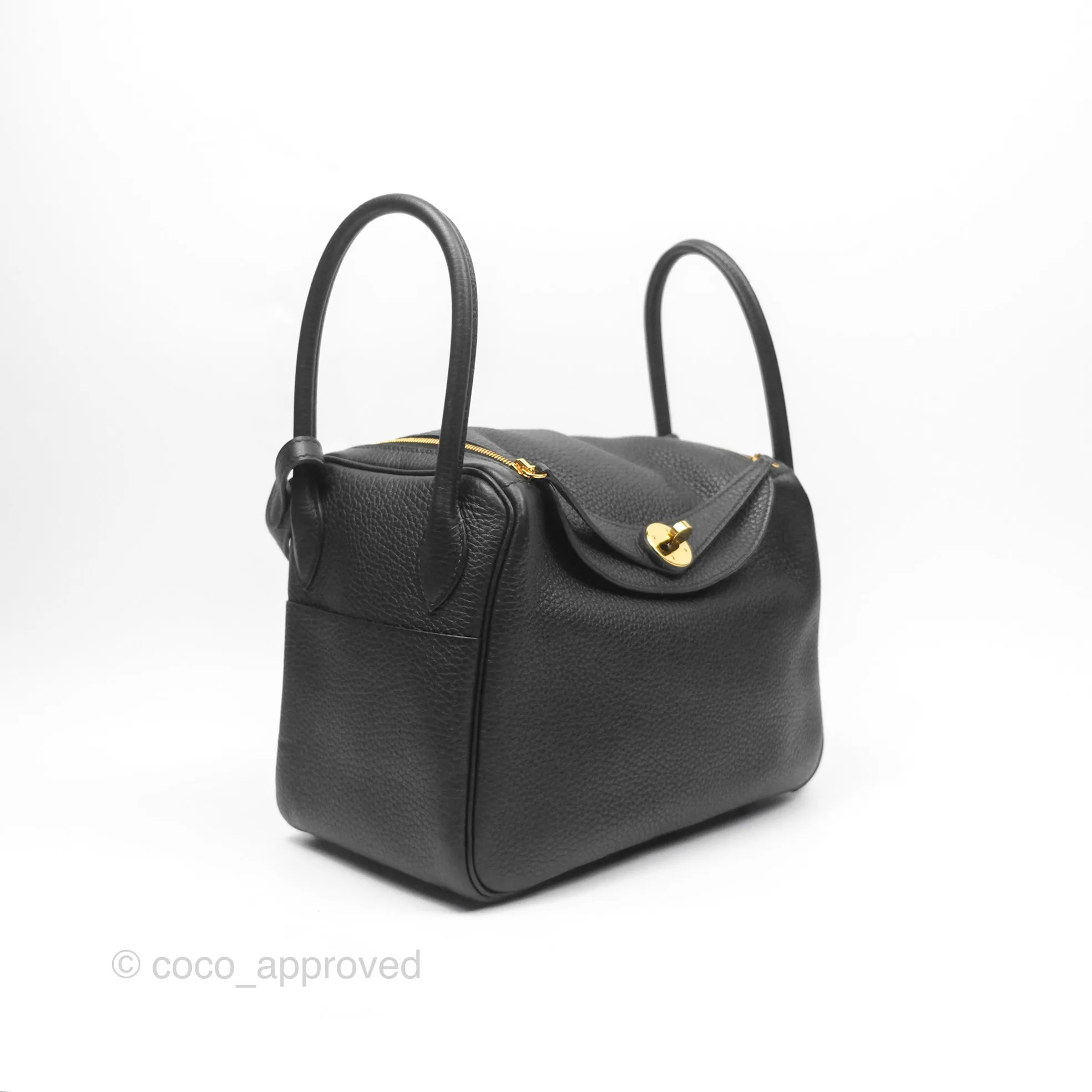 Herms Lindy 26 Black Noir 89 Clemence Gold Hardware