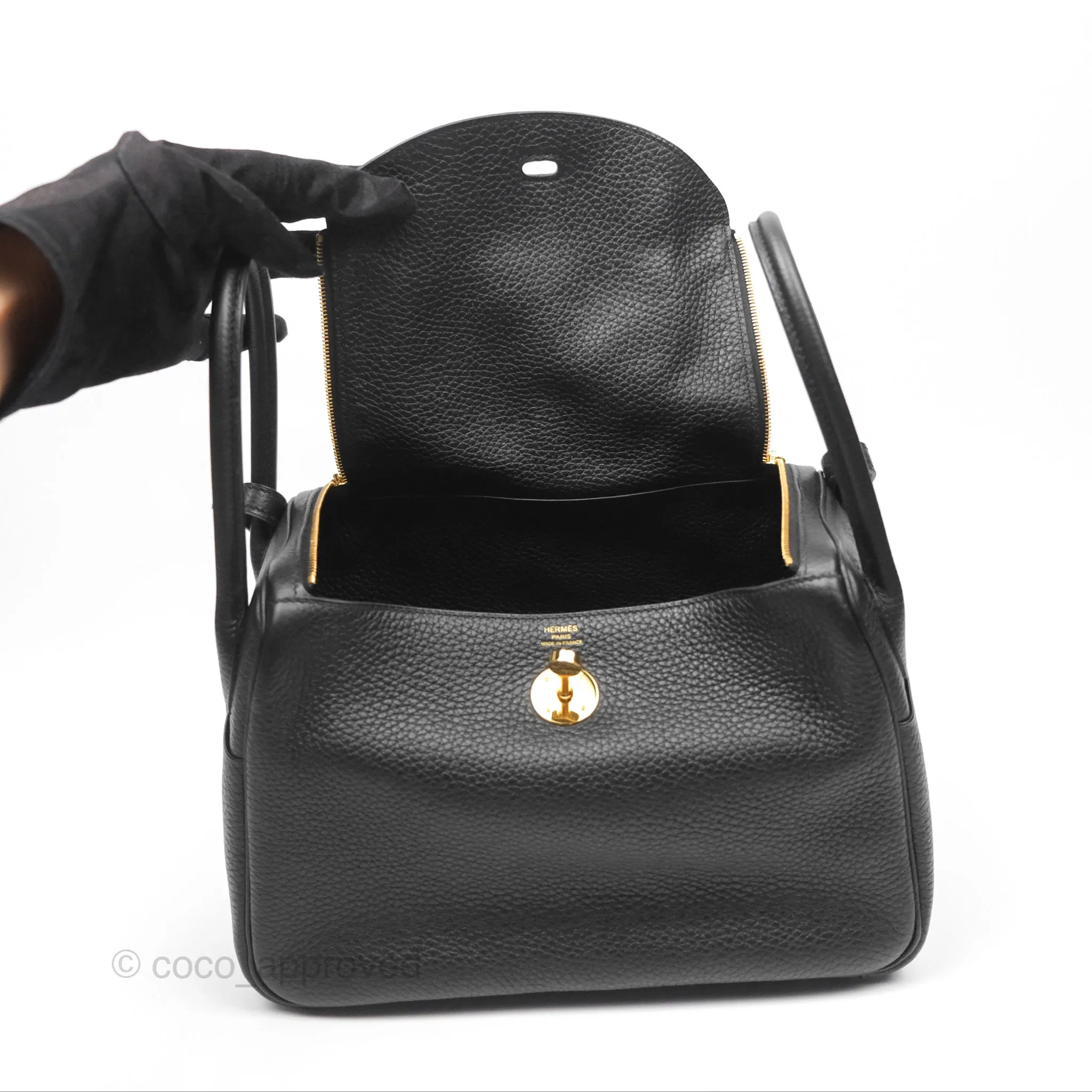 Herms Lindy 26 Black Noir 89 Clemence Gold Hardware
