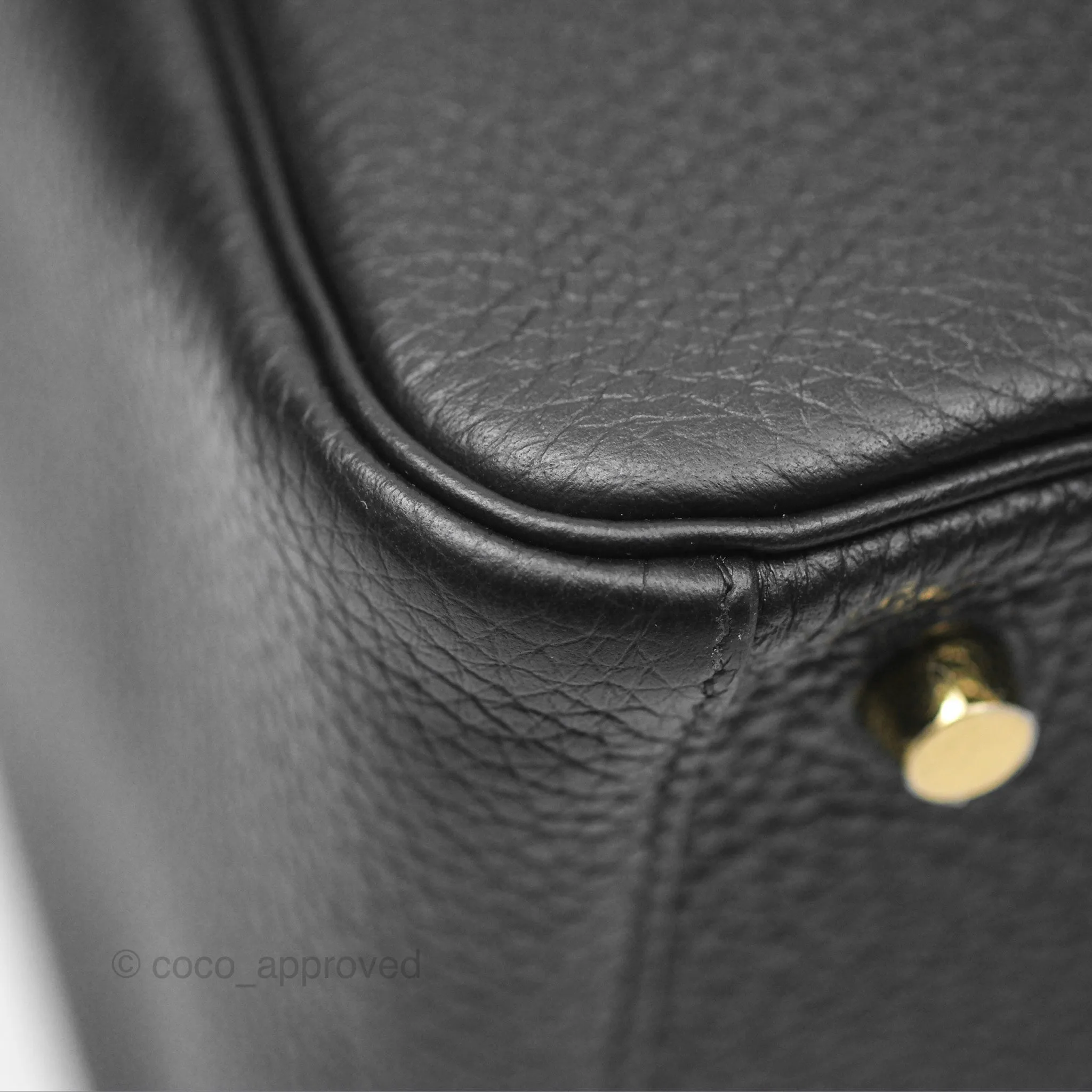 Herms Lindy 26 Black Noir 89 Clemence Gold Hardware