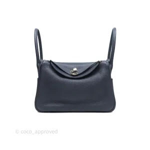 Herms Lindy 26 Bleu Nuit 2Z Taurillon Clemence Palladium Hardware