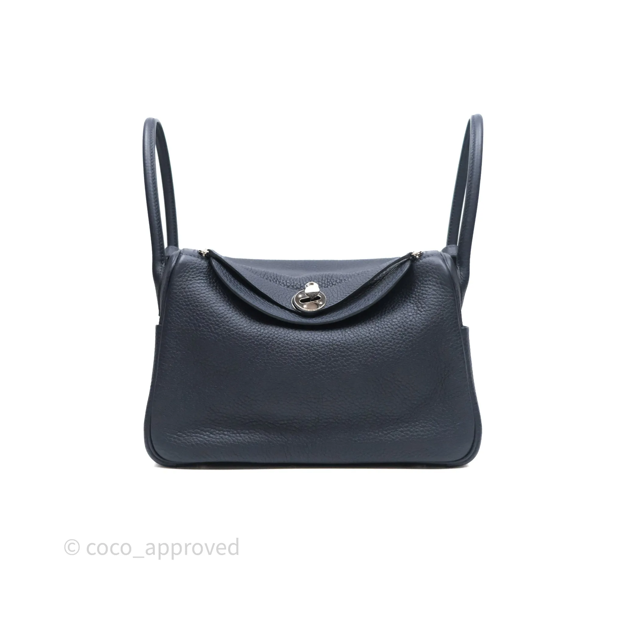 Herms Lindy 26 Bleu Nuit 2Z Taurillon Clemence Palladium Hardware
