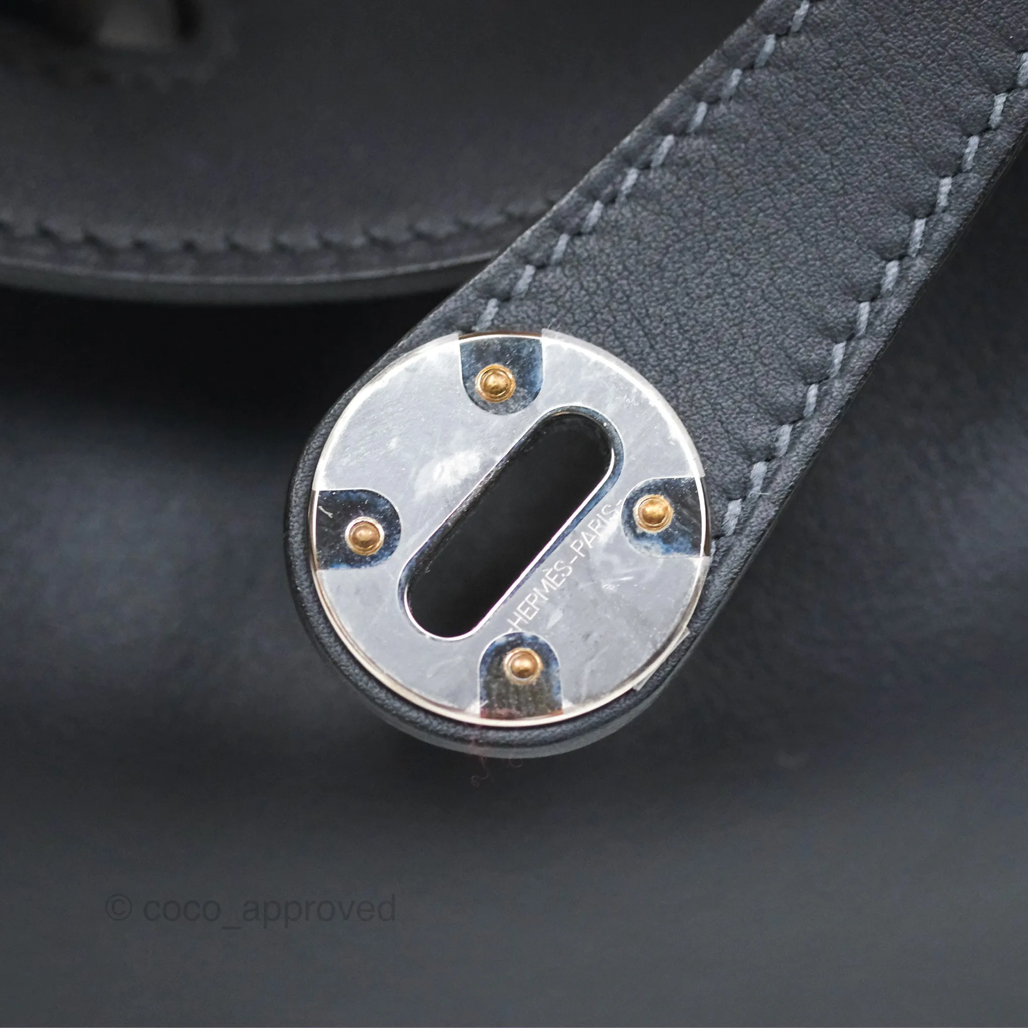 Herms Lindy 26 Caban/Bleu Frida Swift Palladium Hardware