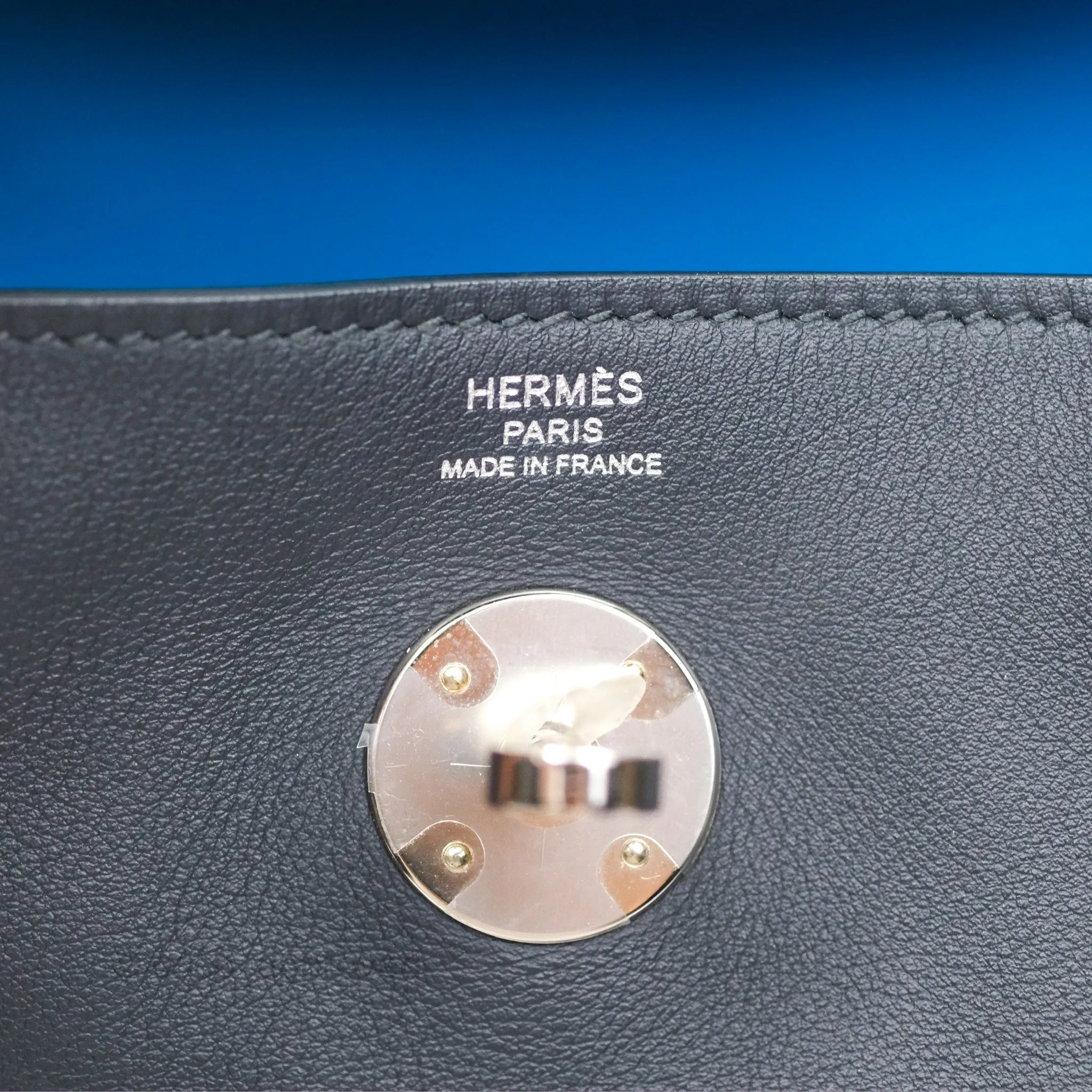 Herms Lindy 26 Caban/Bleu Frida Swift Palladium Hardware