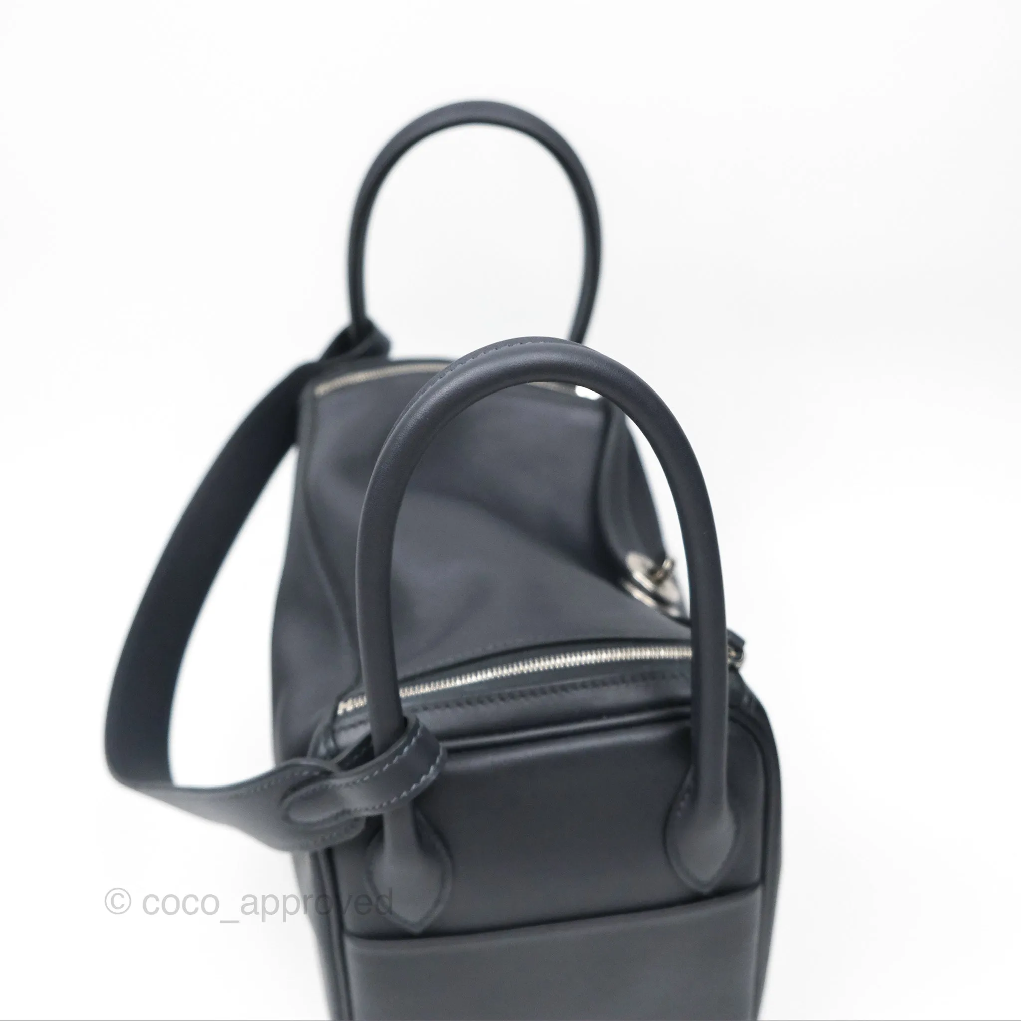 Herms Lindy 26 Caban/Bleu Frida Swift Palladium Hardware