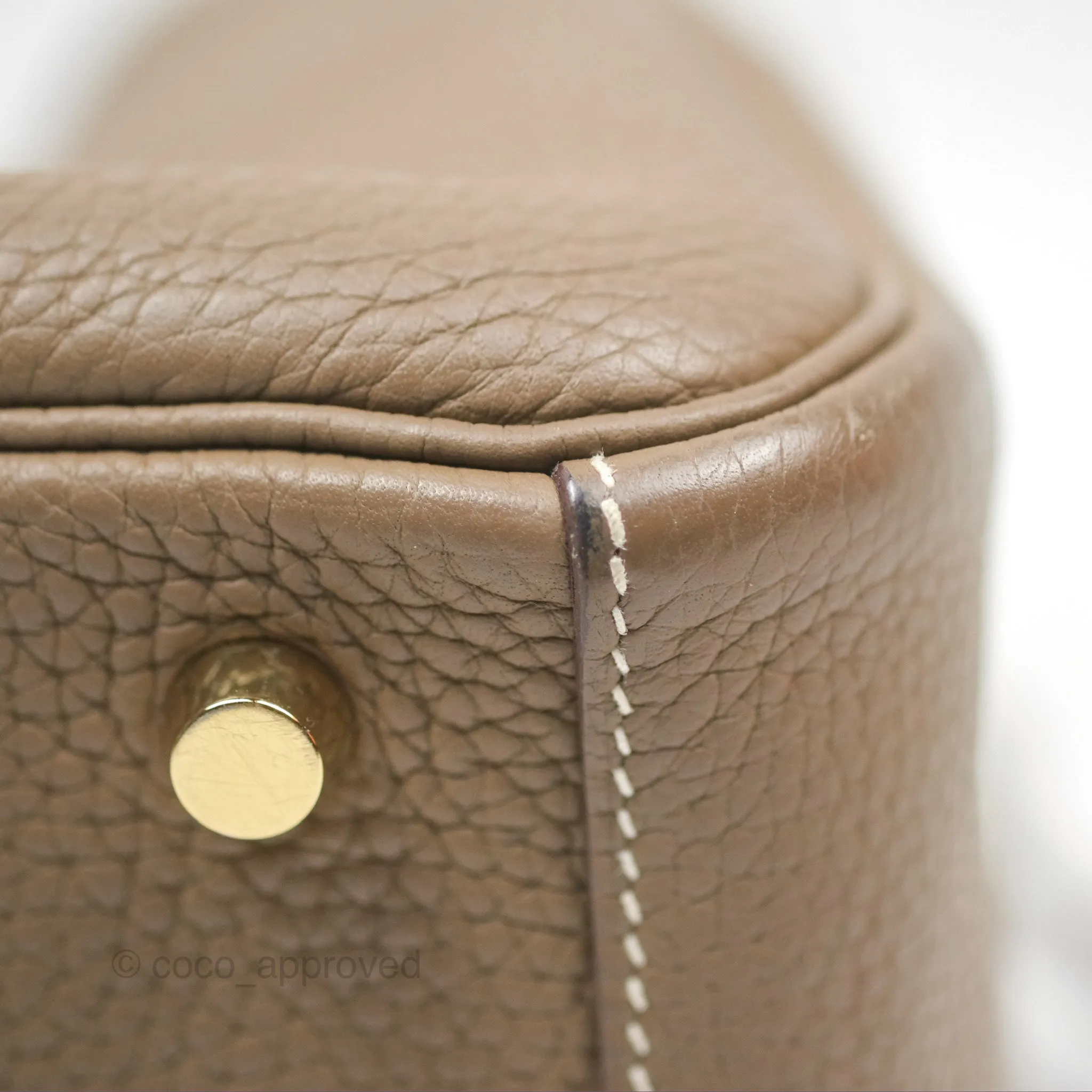Herms Lindy 26 Etoupe 18 Taurillion Clemence Gold Hardware