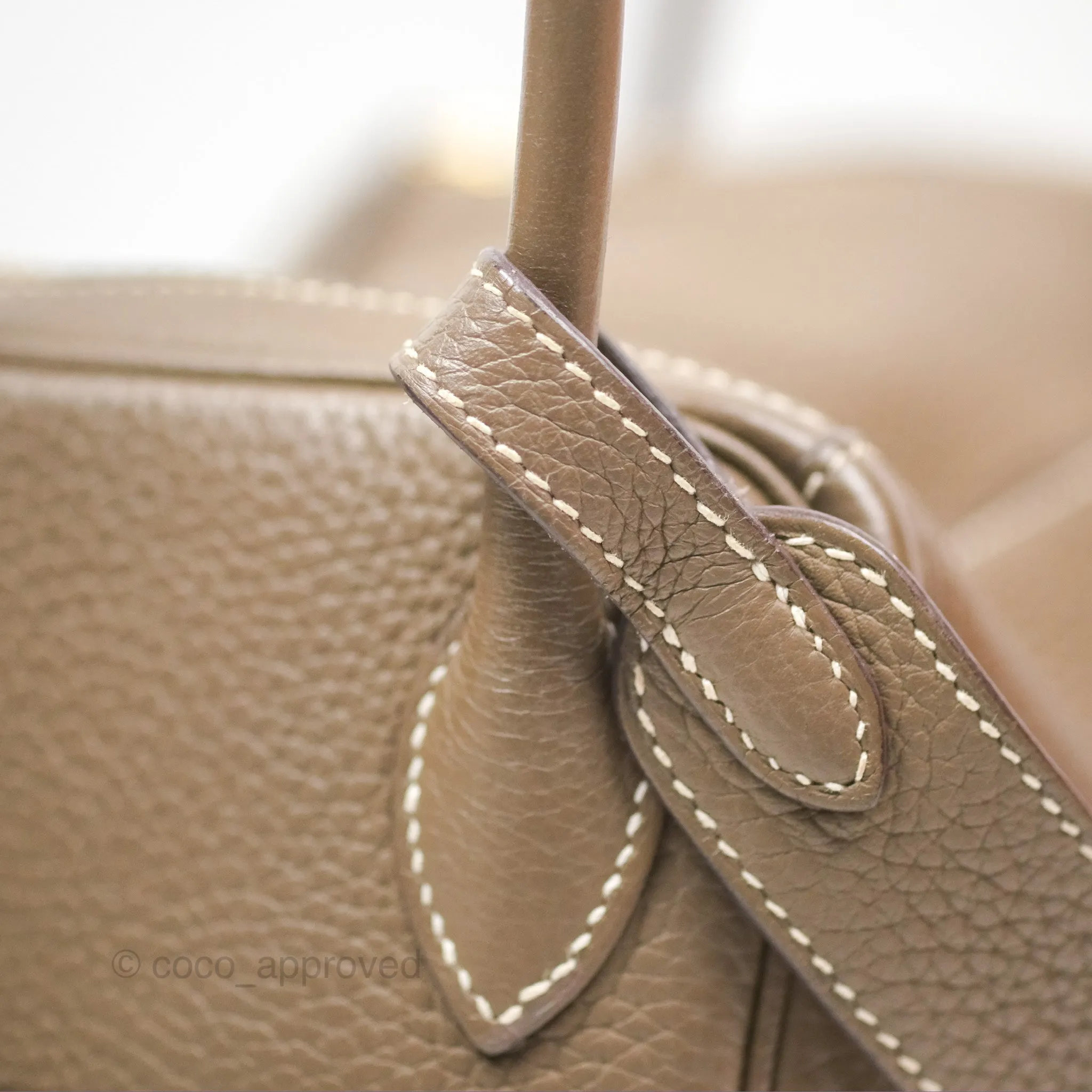 Herms Lindy 26 Etoupe 18 Taurillion Clemence Gold Hardware