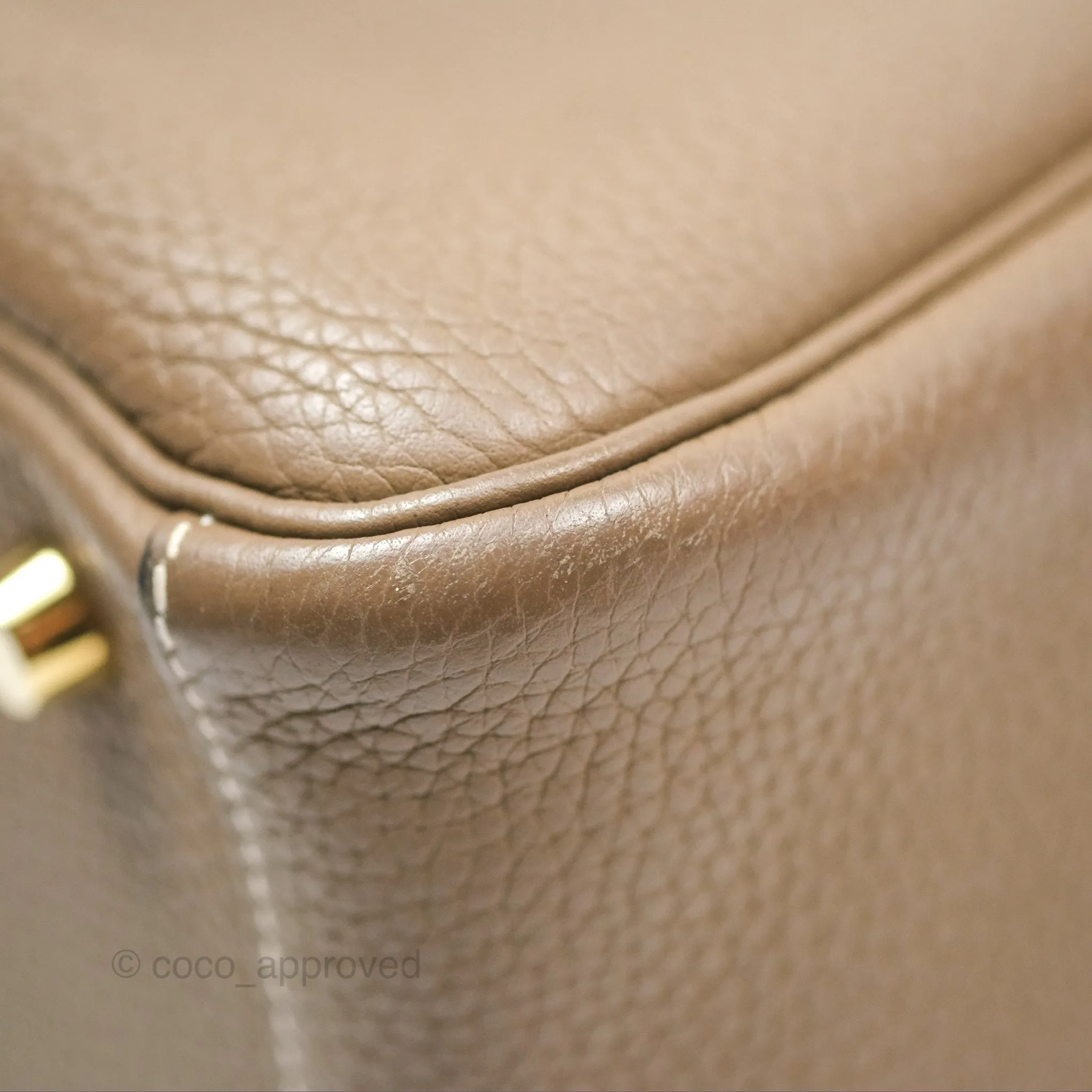 Herms Lindy 26 Etoupe 18 Taurillion Clemence Gold Hardware