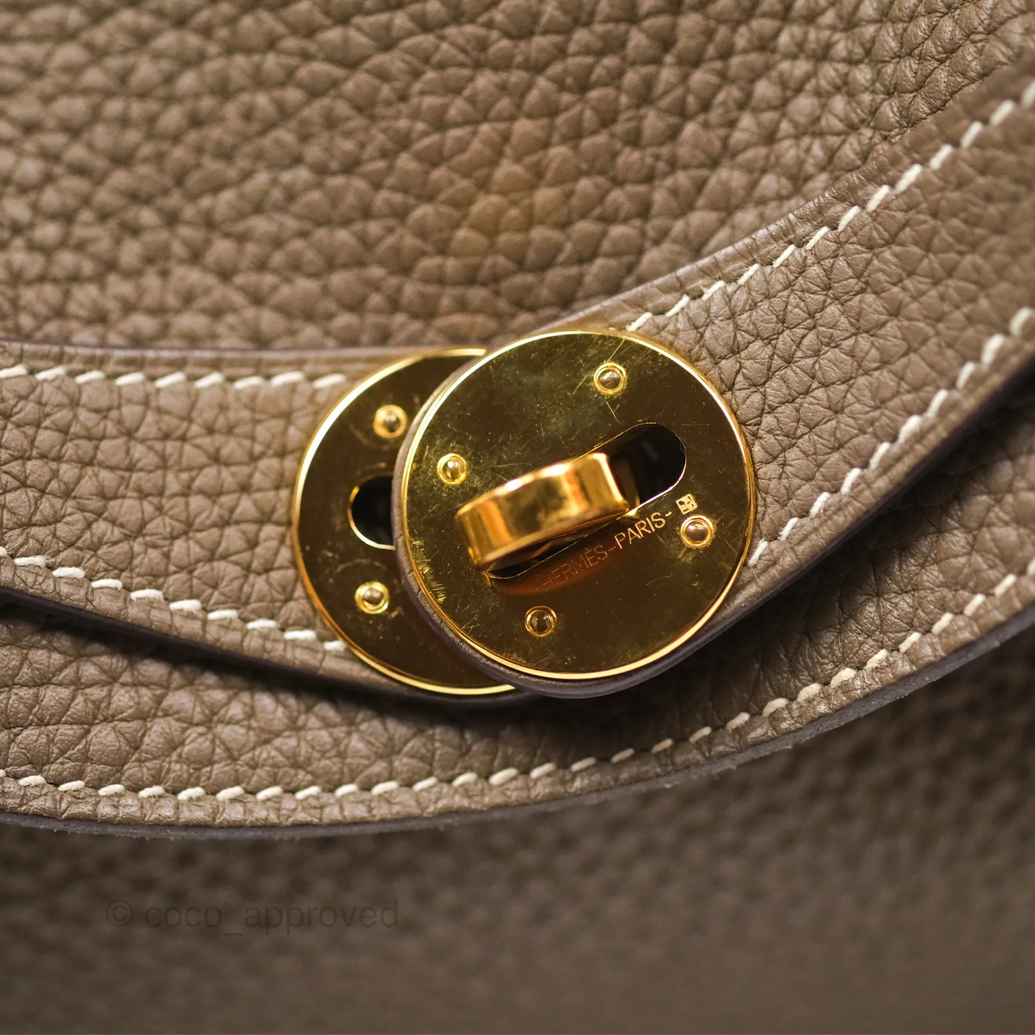 Herms Lindy 26 Etoupe 18 Taurillion Clemence Gold Hardware